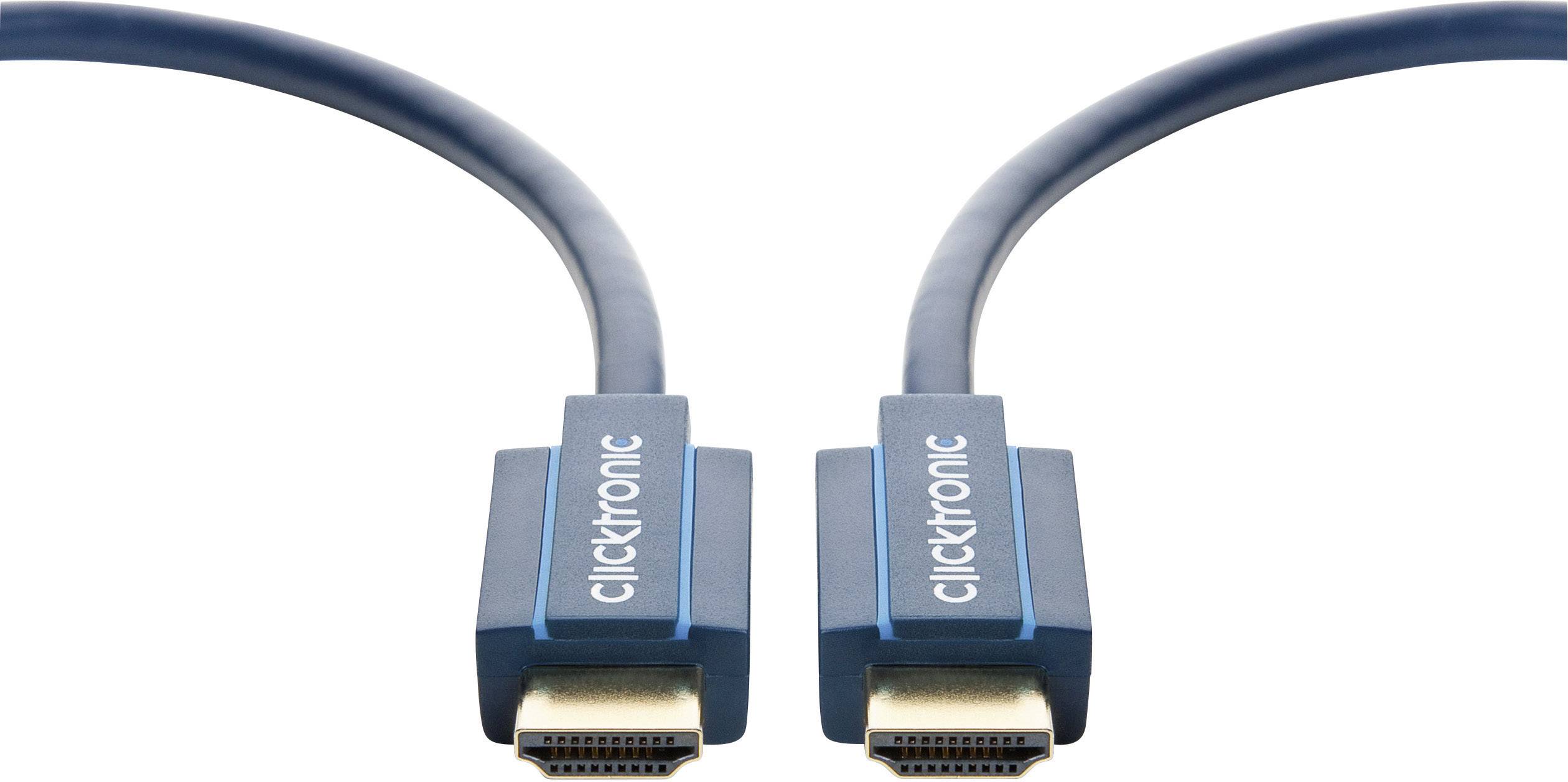 clicktronic HDMI Anschlusskabel 20.00 m Blau 70310 Audio Return Channel, vergoldete Steckkontakte, 4K UHD HDMI-Kabel