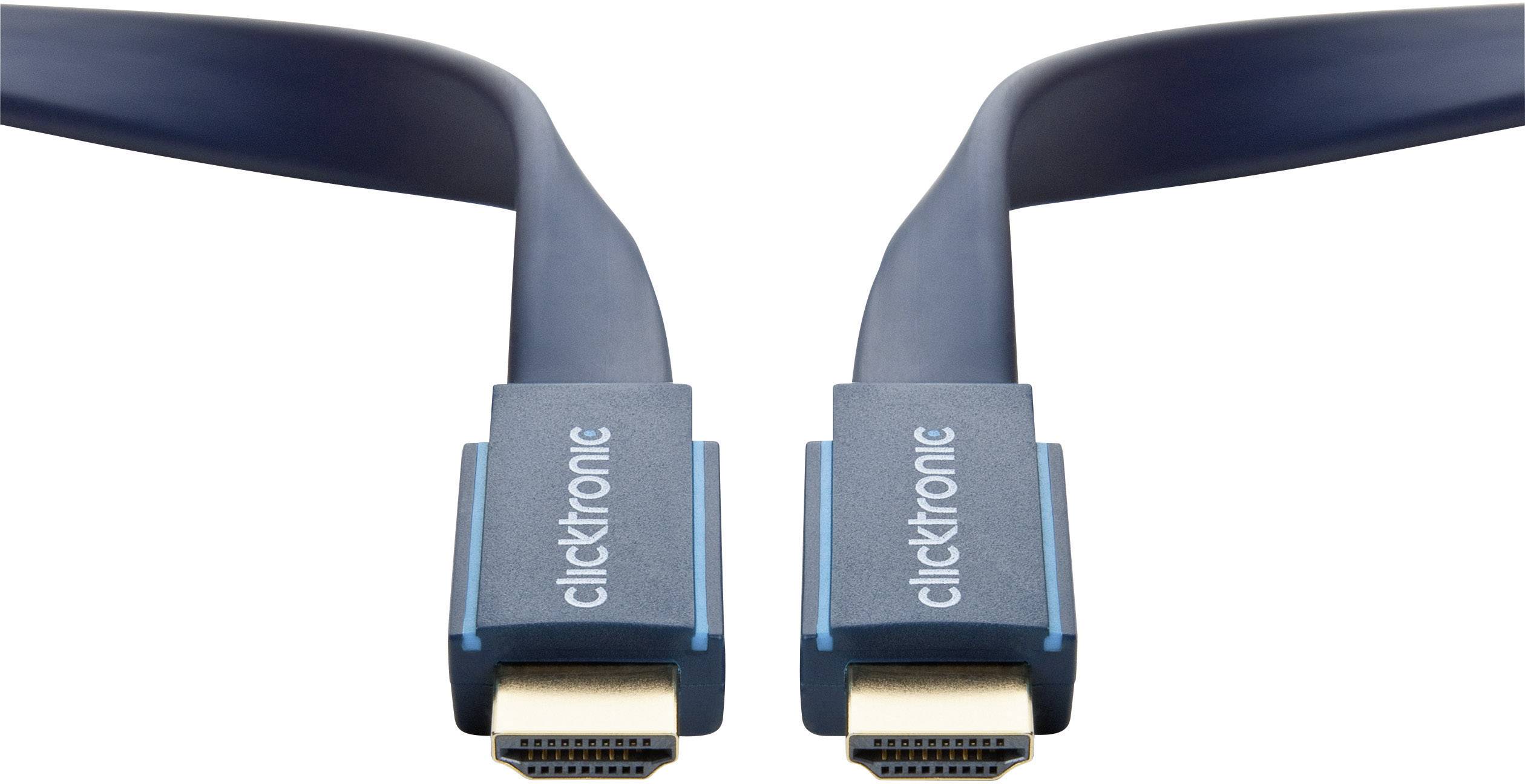 Clicktronic HDMI Anschlusskabel 2.00m Audio Return Channel, vergoldete Steckkontakte, hochflexibel, Ultra HD (4k) HDMI Blau [1x