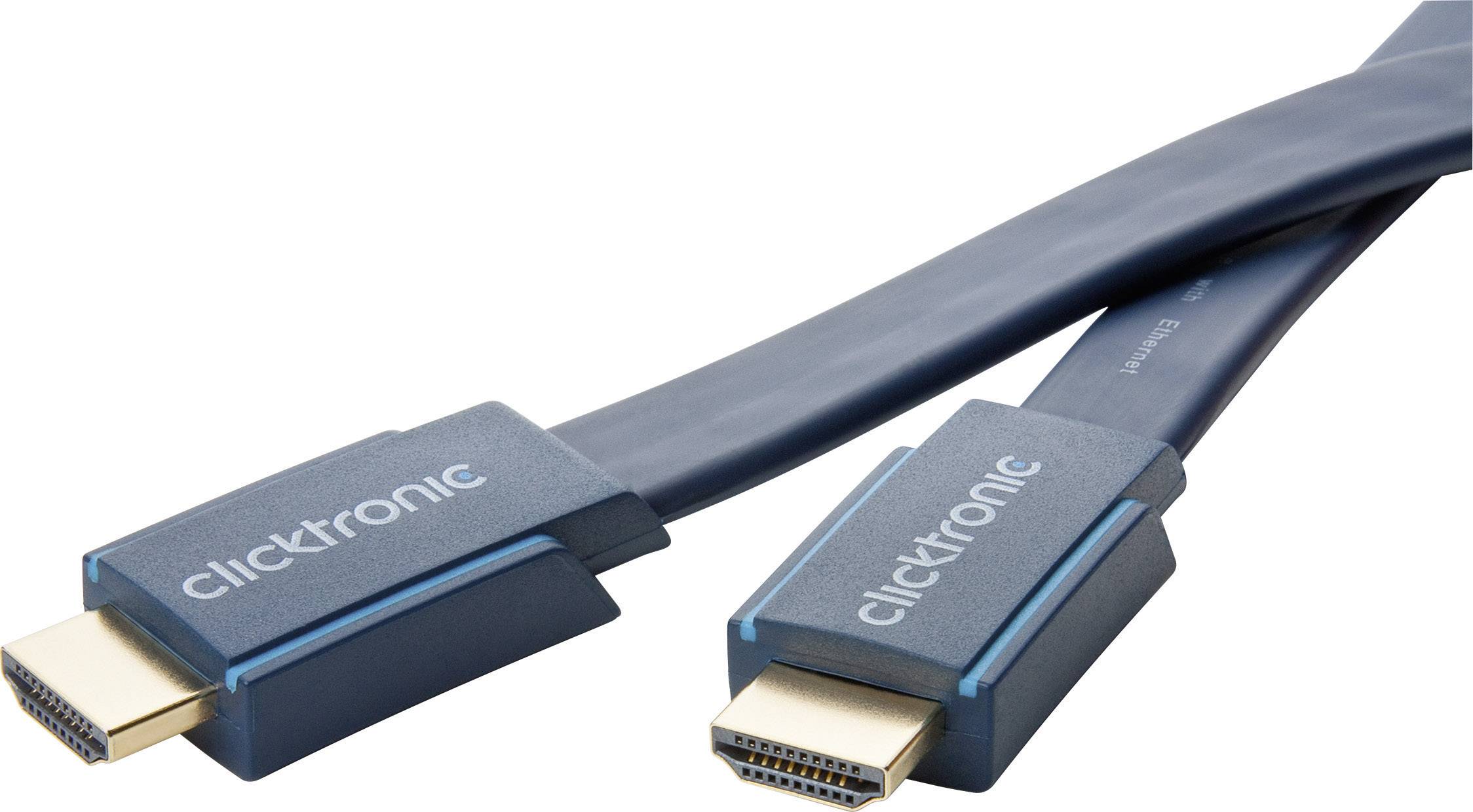 Clicktronic HDMI Anschlusskabel 2.00m Audio Return Channel, vergoldete Steckkontakte, hochflexibel, Ultra HD (4k) HDMI Blau [1x