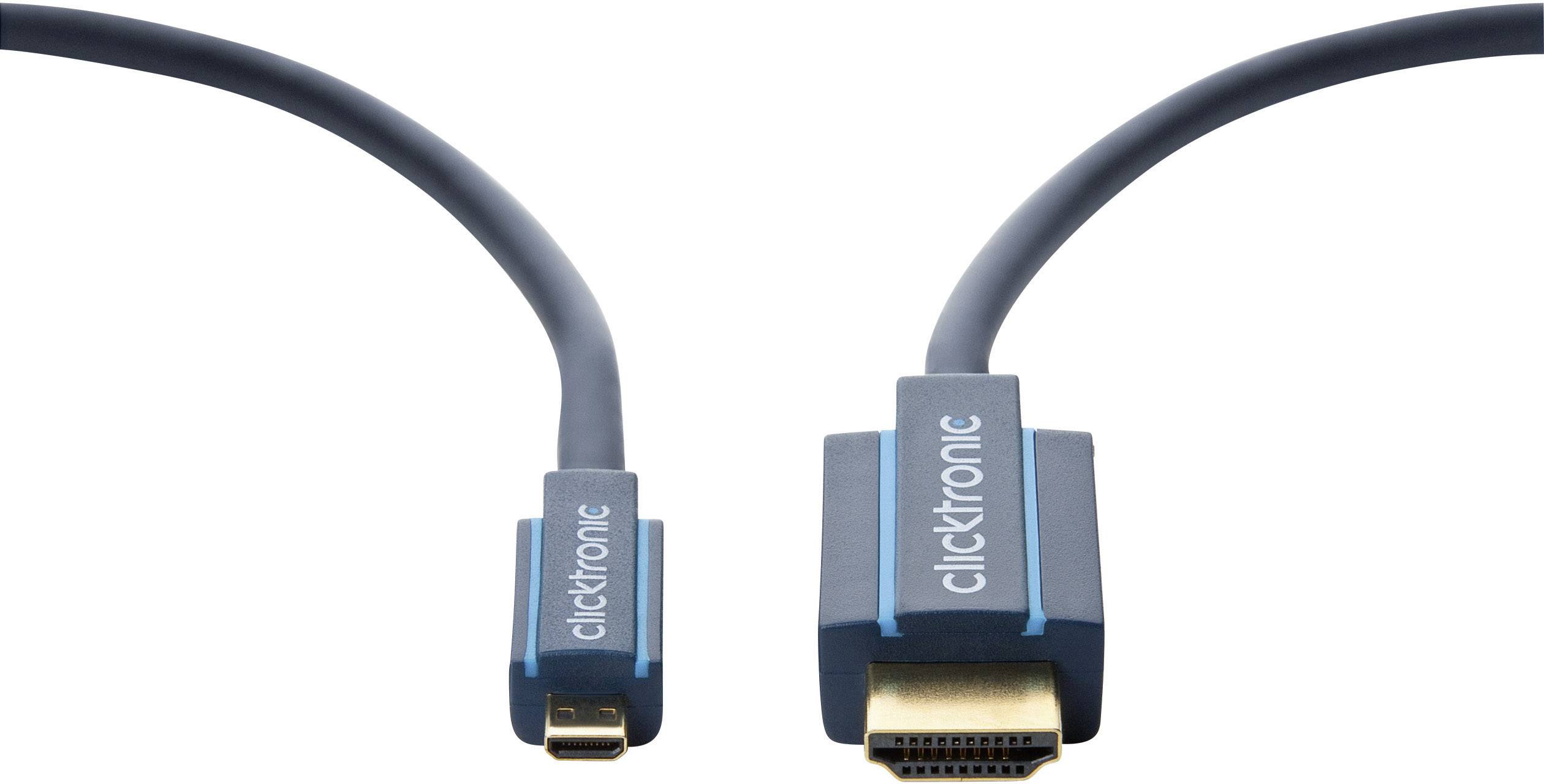 clicktronic HDMI Anschlusskabel 3.00 m Blau 70329 Audio Return Channel, vergoldete Steckkontakte, 4K UHD HDMI-Kabel