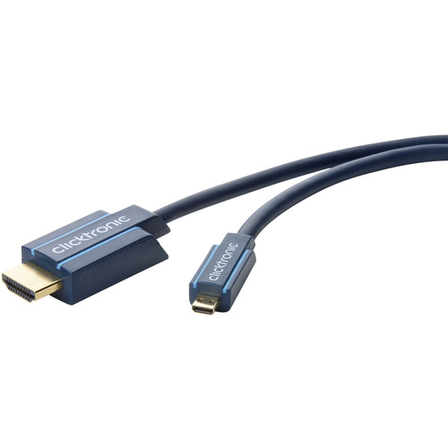 Clicktronic HDMI Anschlusskabel 3.00m Audio Return Channel, vergoldete Steckkontakte, Ultra HD (4k) HDMI Blau [1x HDMI-Stecker