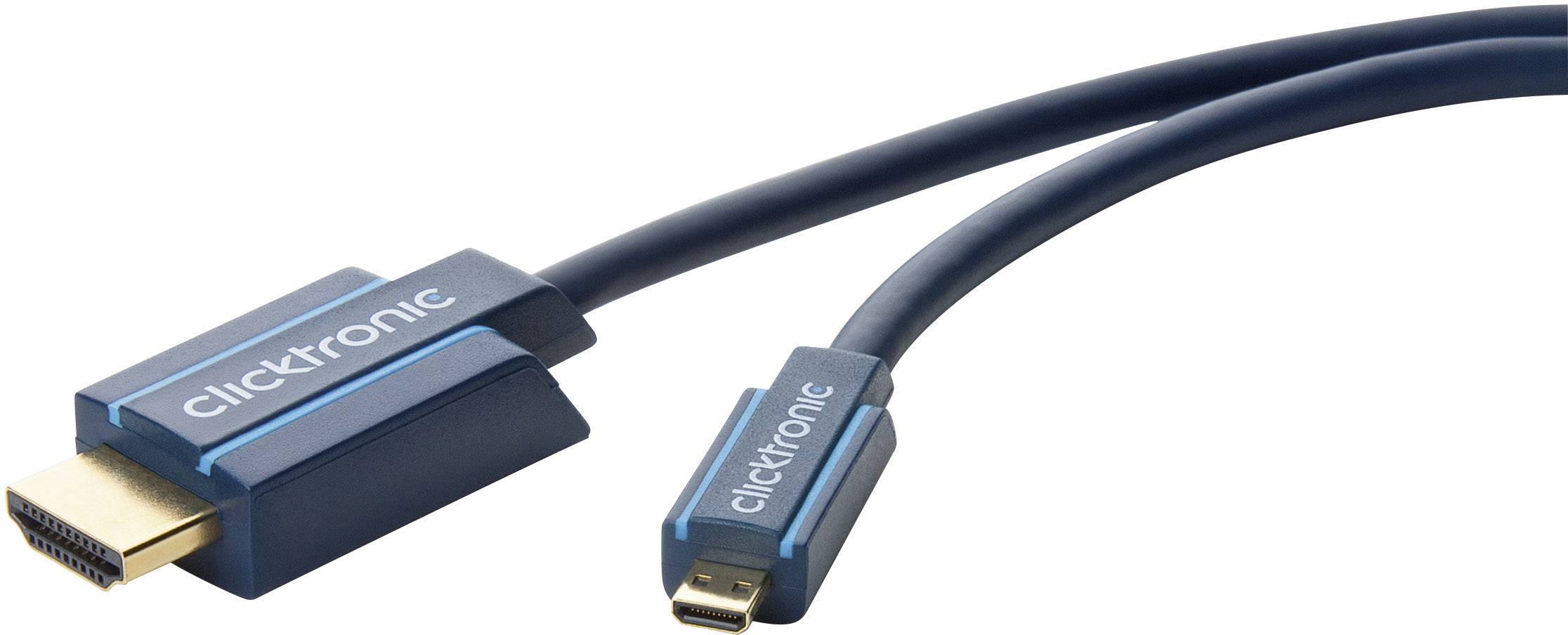 clicktronic HDMI Anschlusskabel 3.00 m Blau 70329 Audio Return Channel, vergoldete Steckkontakte, 4K UHD HDMI-Kabel