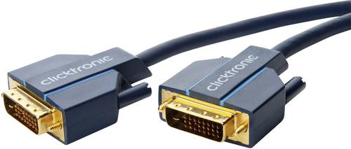 Clicktronic DVI Anschlusskabel 1.00m vergoldete Steckkontakte Blau [1x DVI-Stecker 24+1pol. - 1x DVI