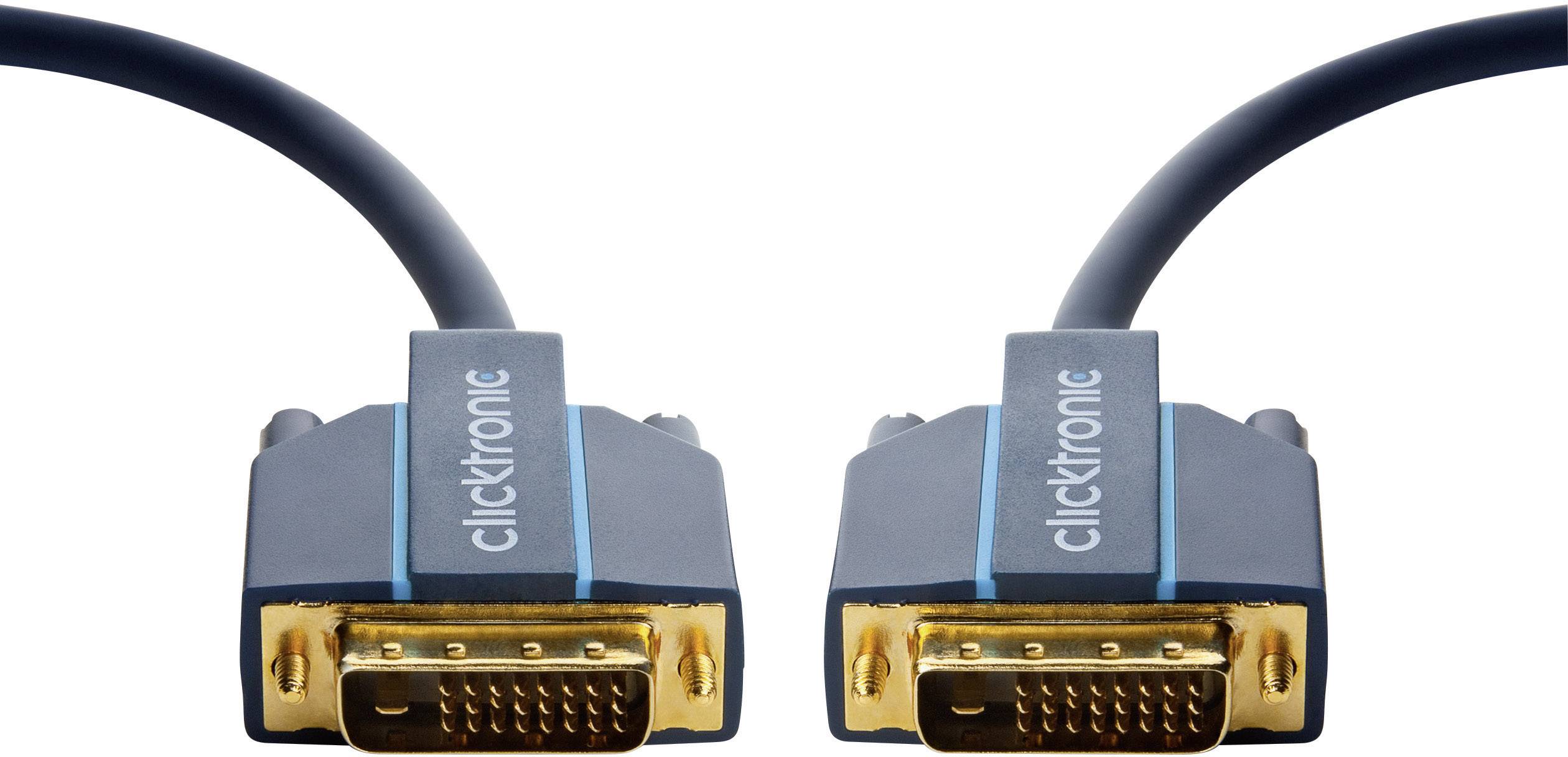 clicktronic DVI Anschlusskabel 2.00 m Blau 70332 vergoldete Steckkontakte