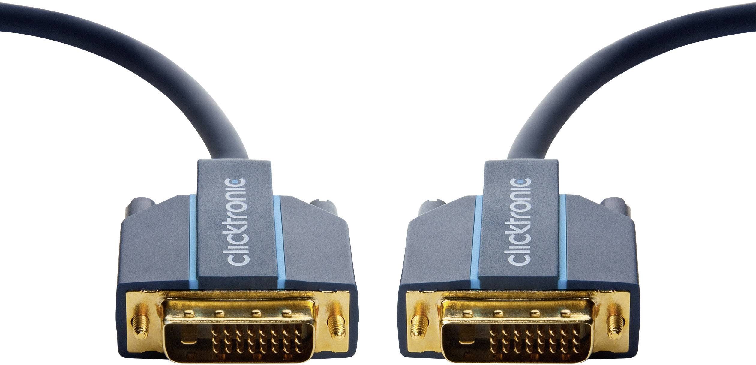 clicktronic DVI Anschlusskabel 5.00 m Blau 70334 vergoldete Steckkontakte