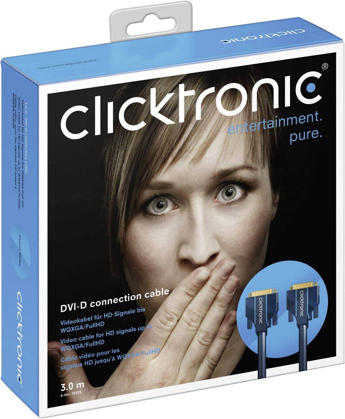 clicktronic DVI Anschlusskabel 7.50 m Blau 70335 vergoldete Steckkontakte
