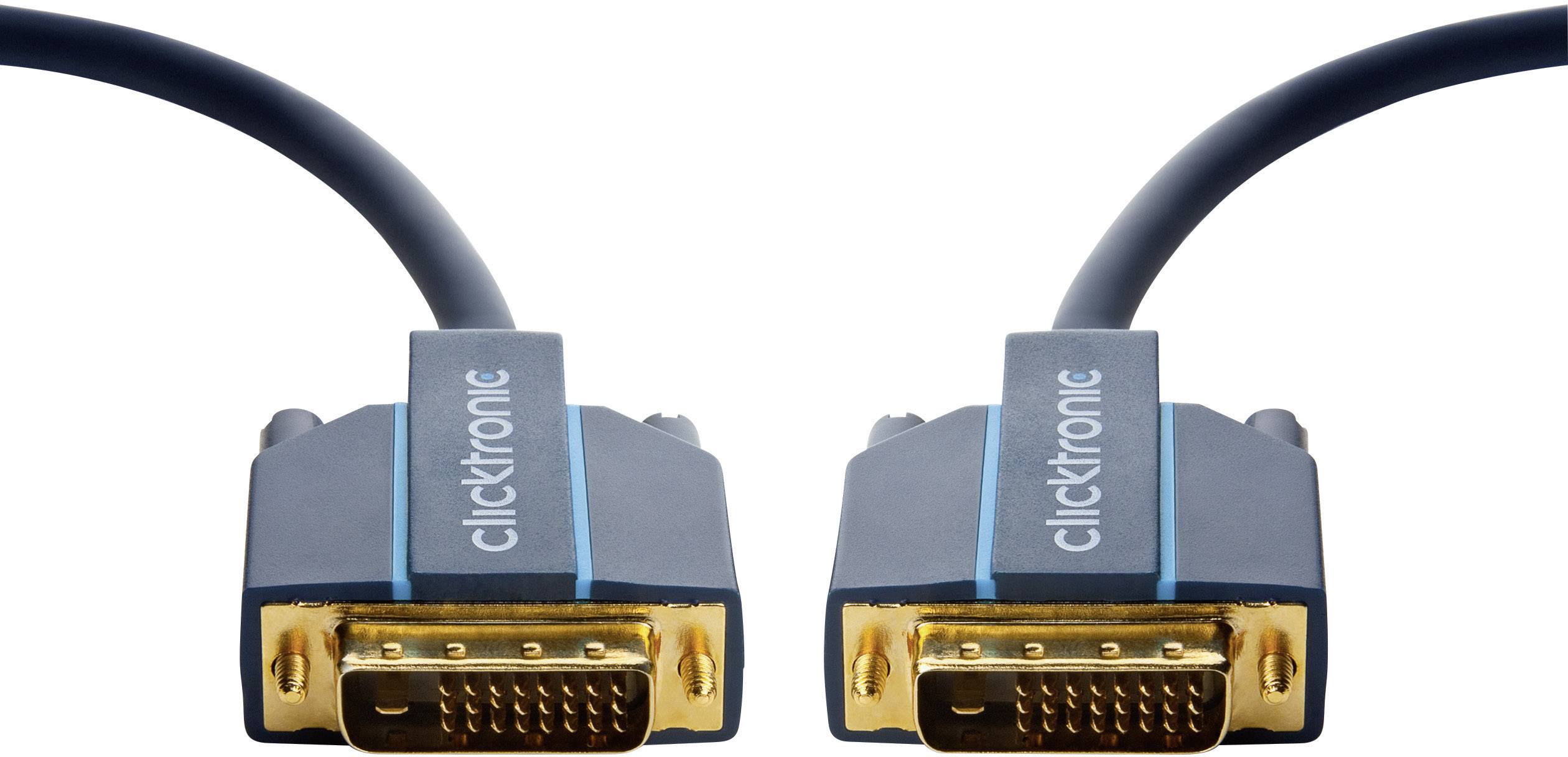 clicktronic DVI Anschlusskabel 10.00 m Blau 70336 vergoldete Steckkontakte