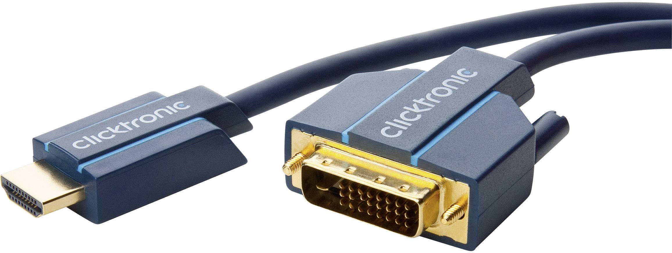 clicktronic DVI / HDMI Anschlusskabel 7.50 m Blau 70344 vergoldete Steckkontakte