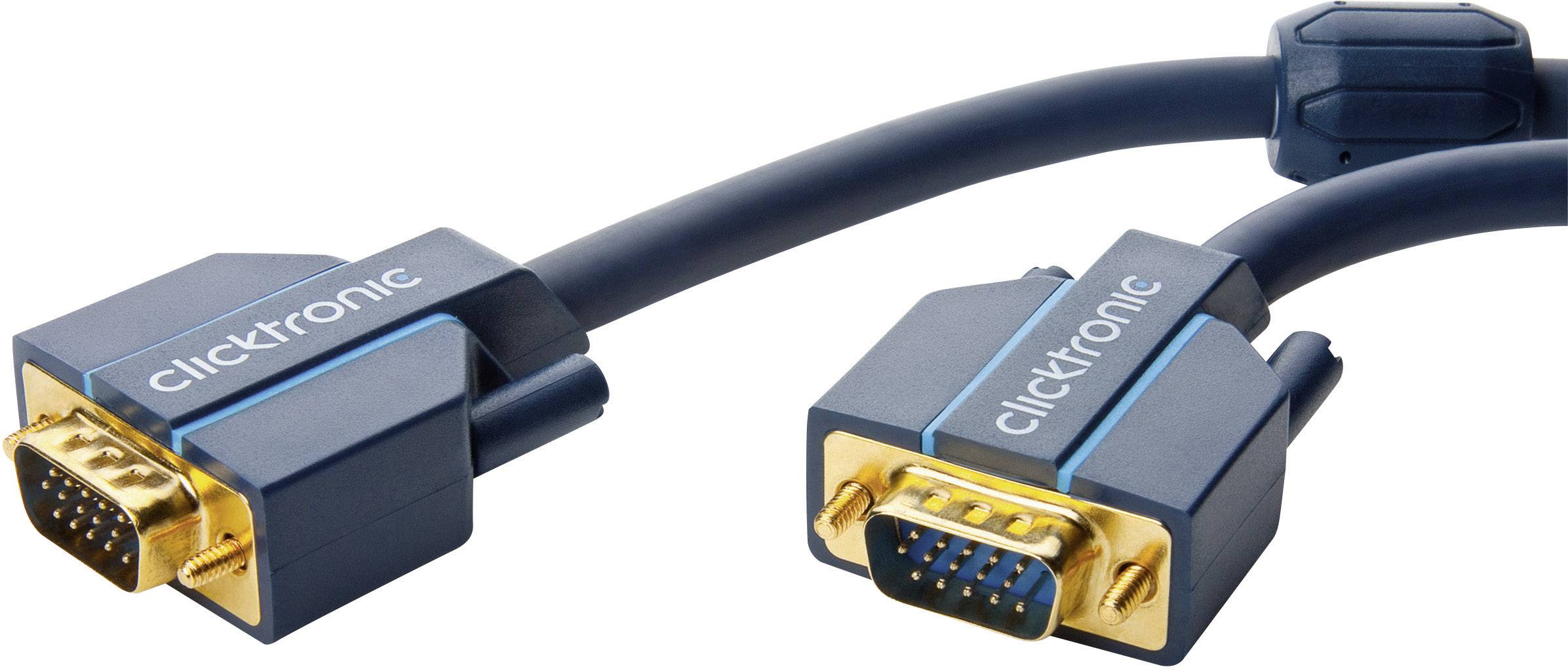 Clicktronic VGA Anschlusskabel 7.50m vergoldete Steckkontakte Blau [1x VGA-Stecker - 1x VGA-Stecker]