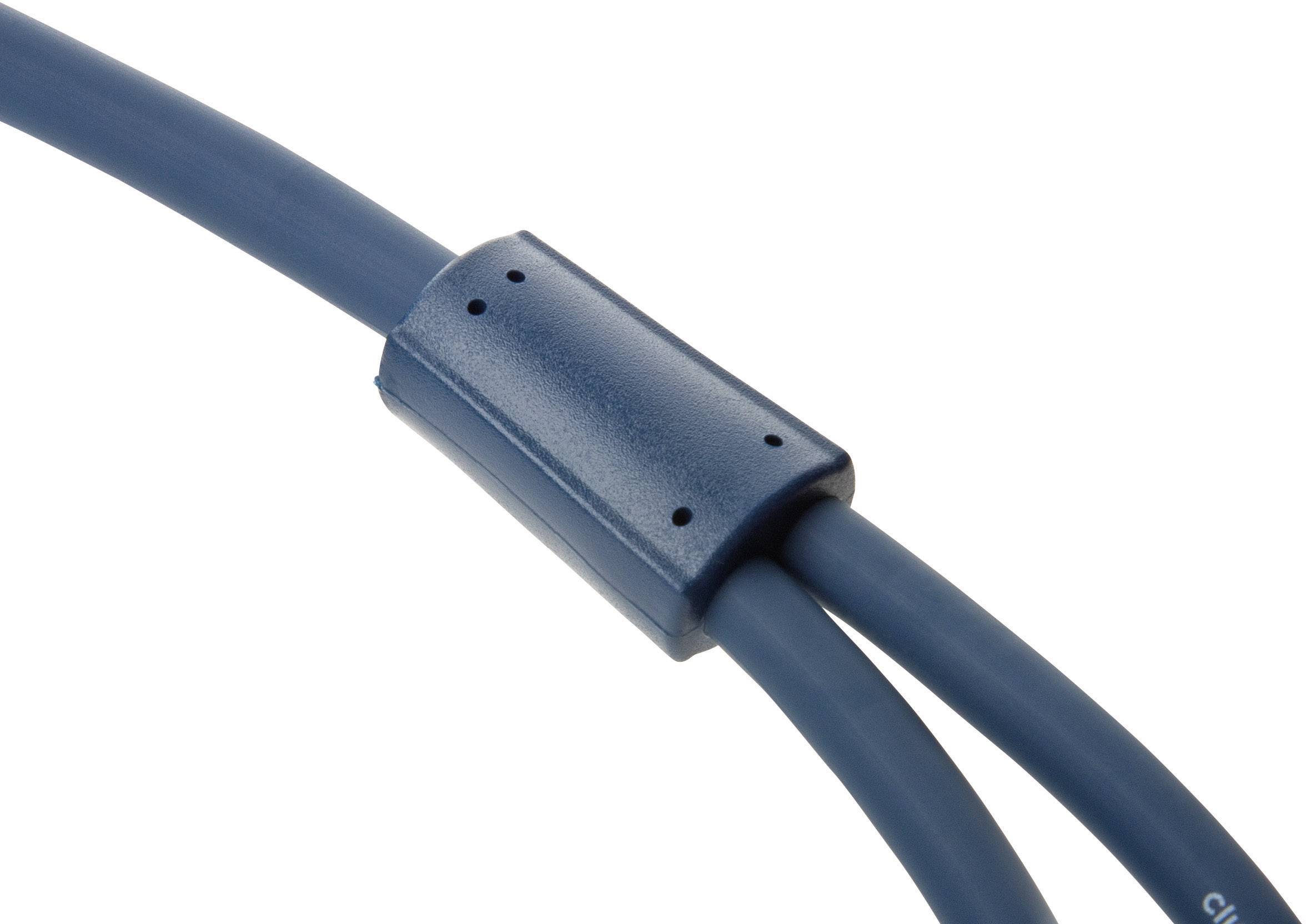 clicktronic 70376 Cinch Audio Anschlusskabel [2x Cinch-Stecker - 2x Cinch-Stecker] 0.50 m Blau vergoldete Steckkontakte