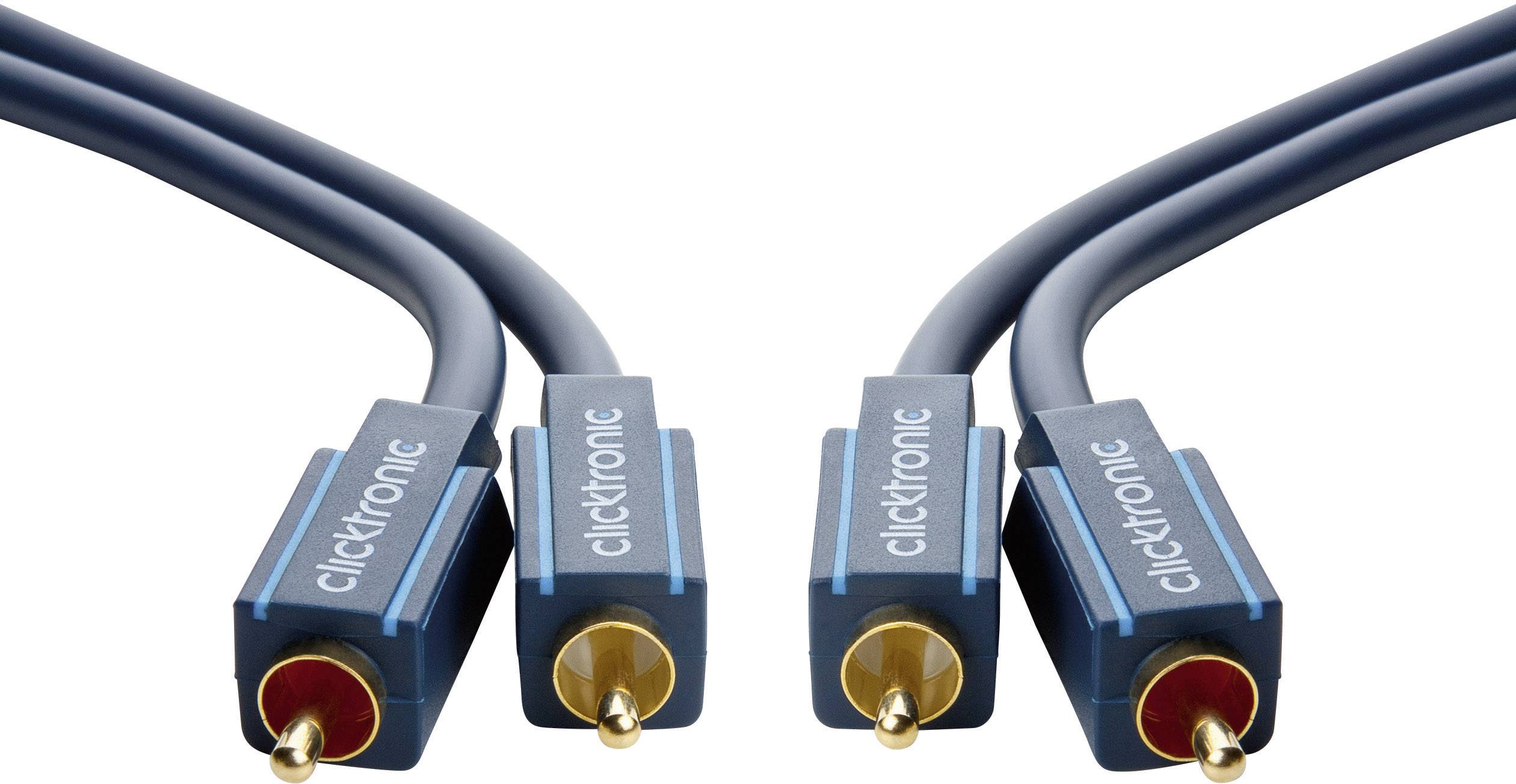 clicktronic 70377 Cinch Audio Anschlusskabel [2x Cinch-Stecker - 2x Cinch-Stecker] 1.00 m Blau vergoldete Steckkontakte