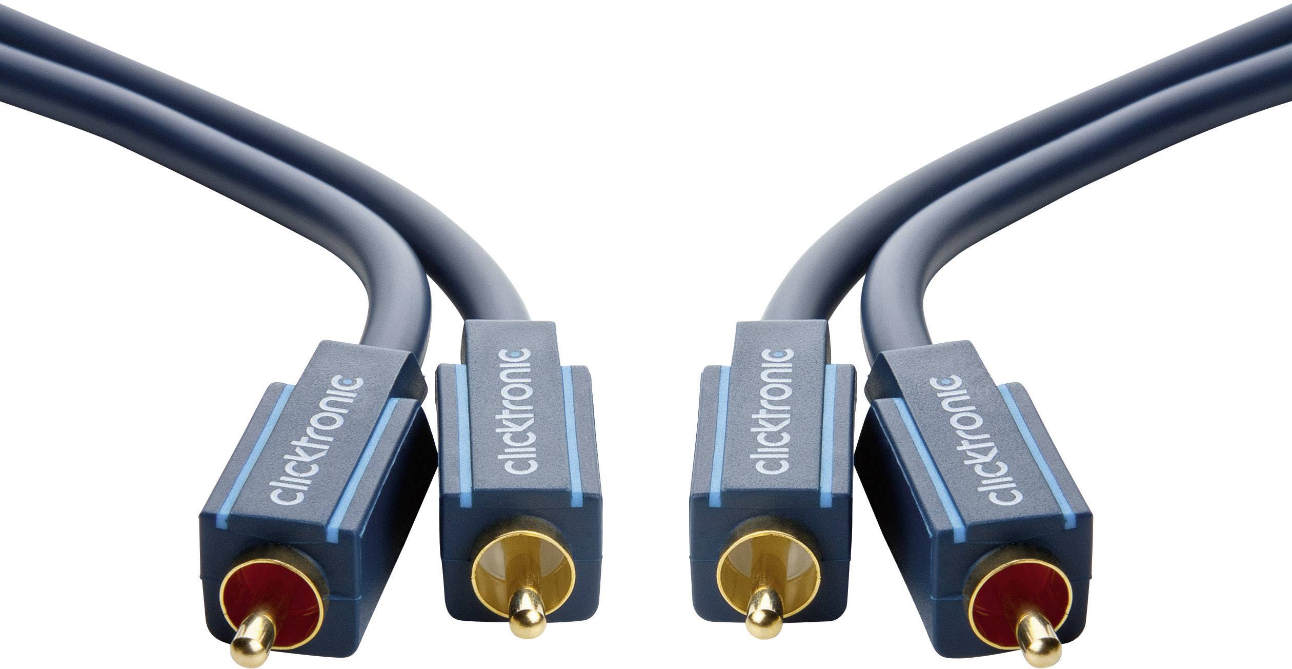 clicktronic 70379 Cinch Audio Anschlusskabel [2x Cinch-Stecker - 2x Cinch-Stecker] 2.00 m Blau vergoldete Steckkontakte