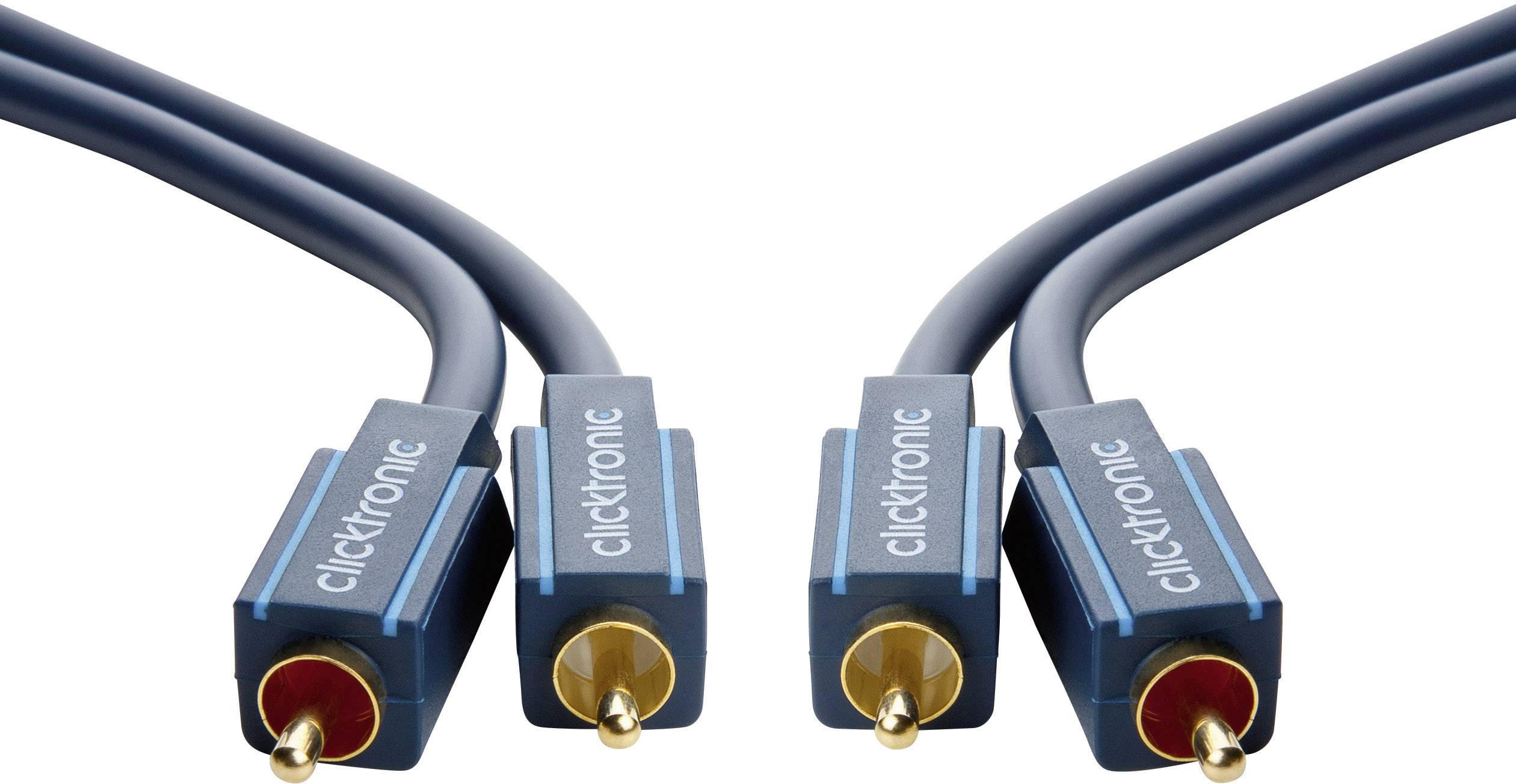 clicktronic 70380 Cinch Audio Anschlusskabel [2x Cinch-Stecker - 2x Cinch-Stecker] 3.00 m Blau vergoldete Steckkontakte