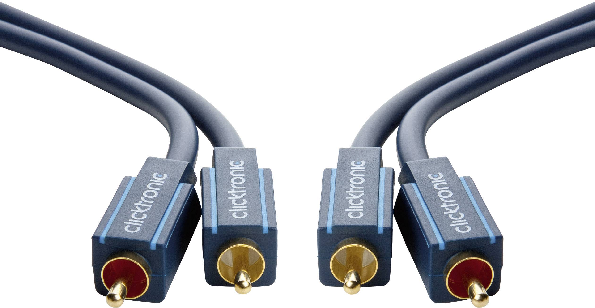 clicktronic 70381 Cinch Audio Anschlusskabel [2x Cinch-Stecker - 2x Cinch-Stecker] 5.00 m Blau vergoldete Steckkontakte