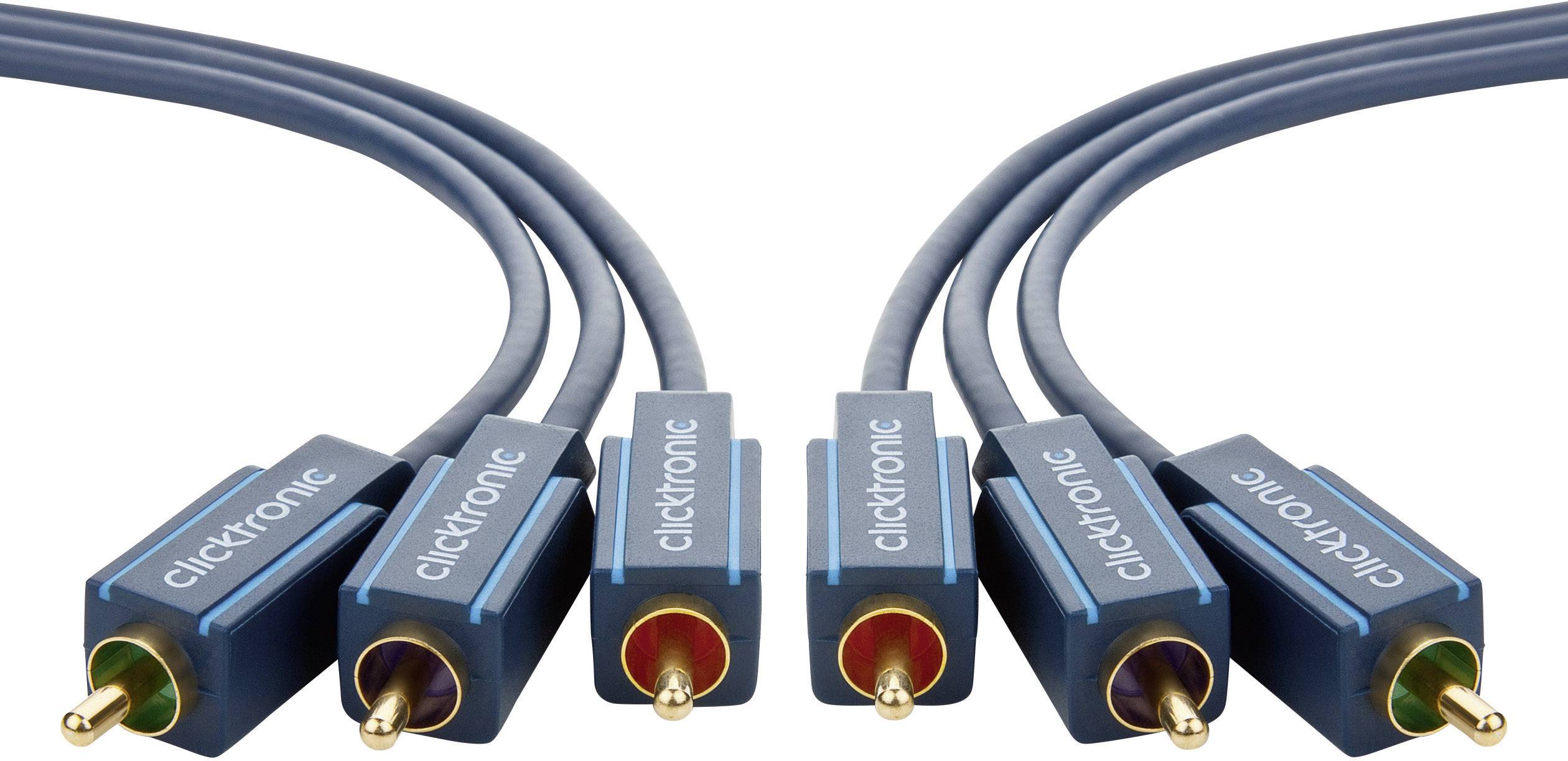 clicktronic Composite Cinch AV Anschlusskabel [3x Cinch-Stecker - 3x Cinch-Stecker] 3.00 m Blau