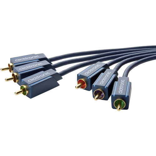 Câble de raccordement clicktronic 70427 [3x Cinch-RCA mâle - 3x Cinch-RCA mâle] 10.00 m bleu contacts dorés