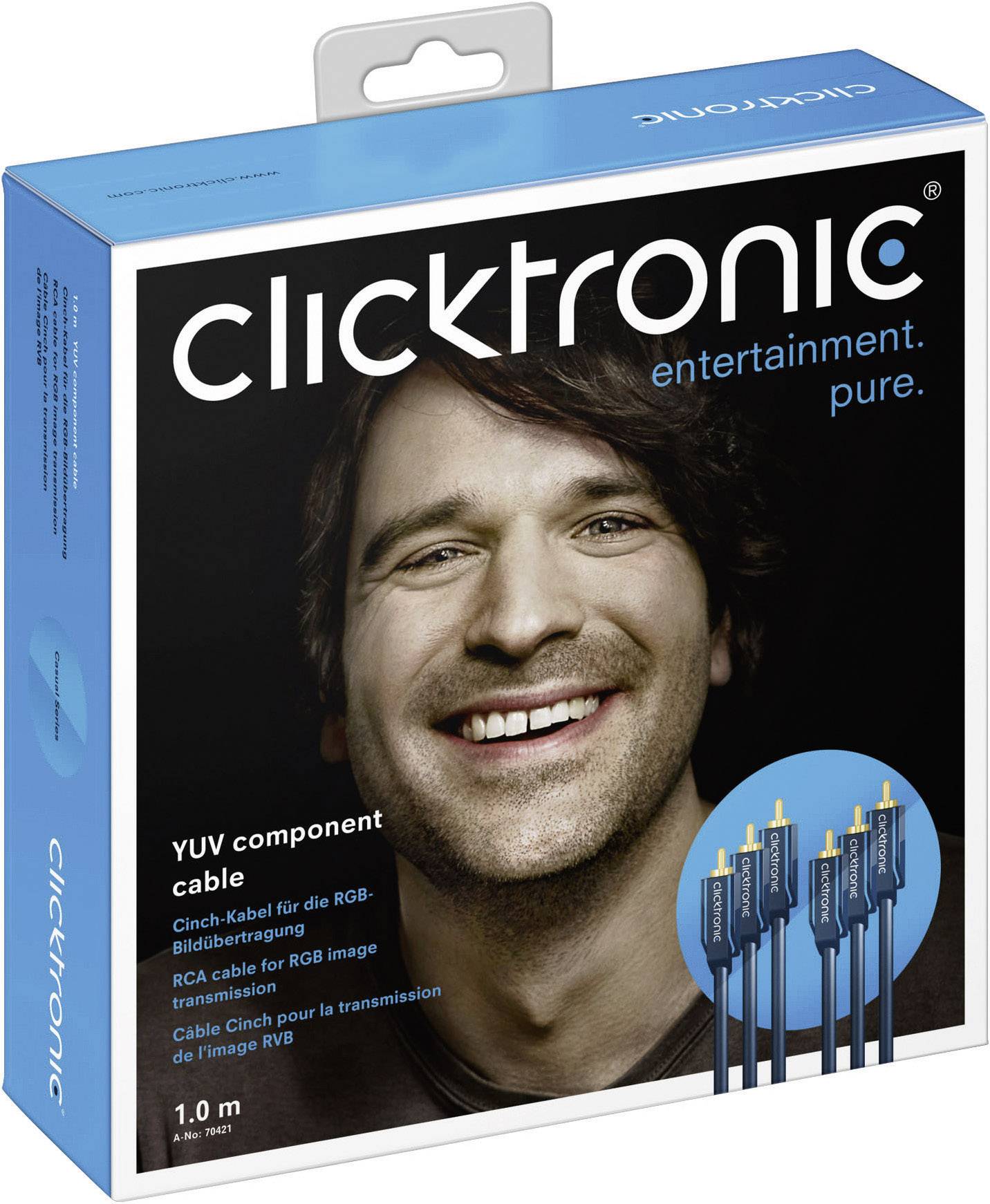 clicktronic Composite Cinch AV Anschlusskabel [3x Cinch-Stecker - 3x Cinch-Stecker] 10.00 m Blau