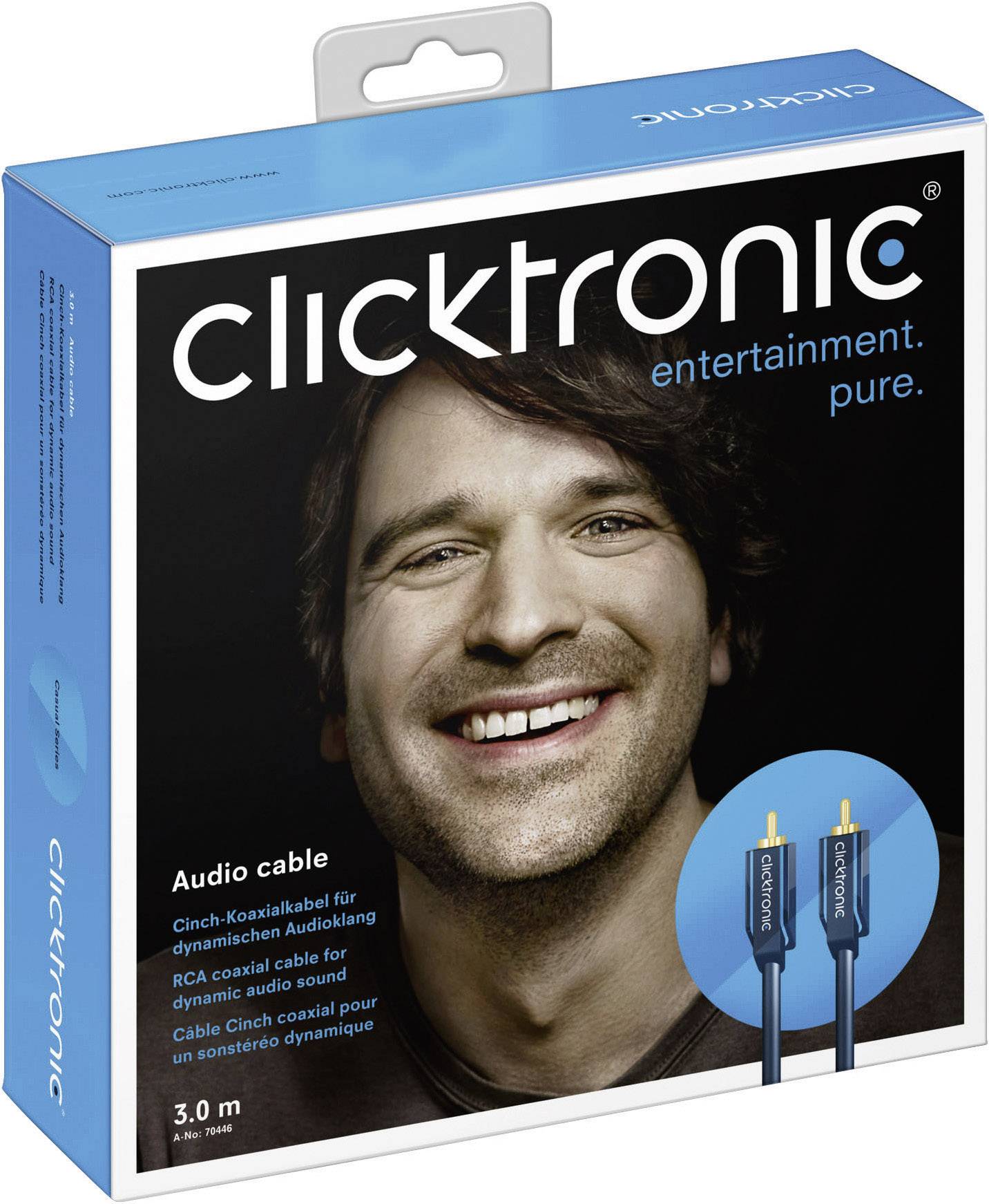 clicktronic 70446 Cinch-Digital Audio Anschlusskabel [1x Cinch-Stecker - 1x Cinch-Stecker] 3.00 m Blau