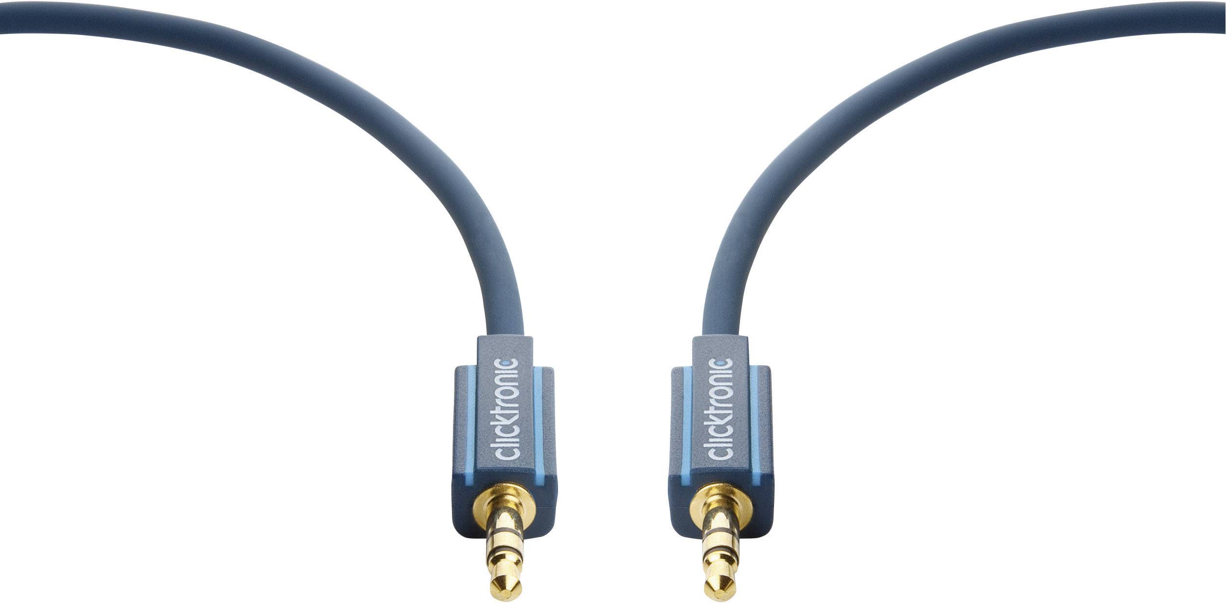 clicktronic 70479 Klinke Audio Anschlusskabel [1x Klinkenstecker 3.5 mm - 1x Klinkenstecker 3.5 mm] 3.00 m Blau vergoldete Steckkontakte
