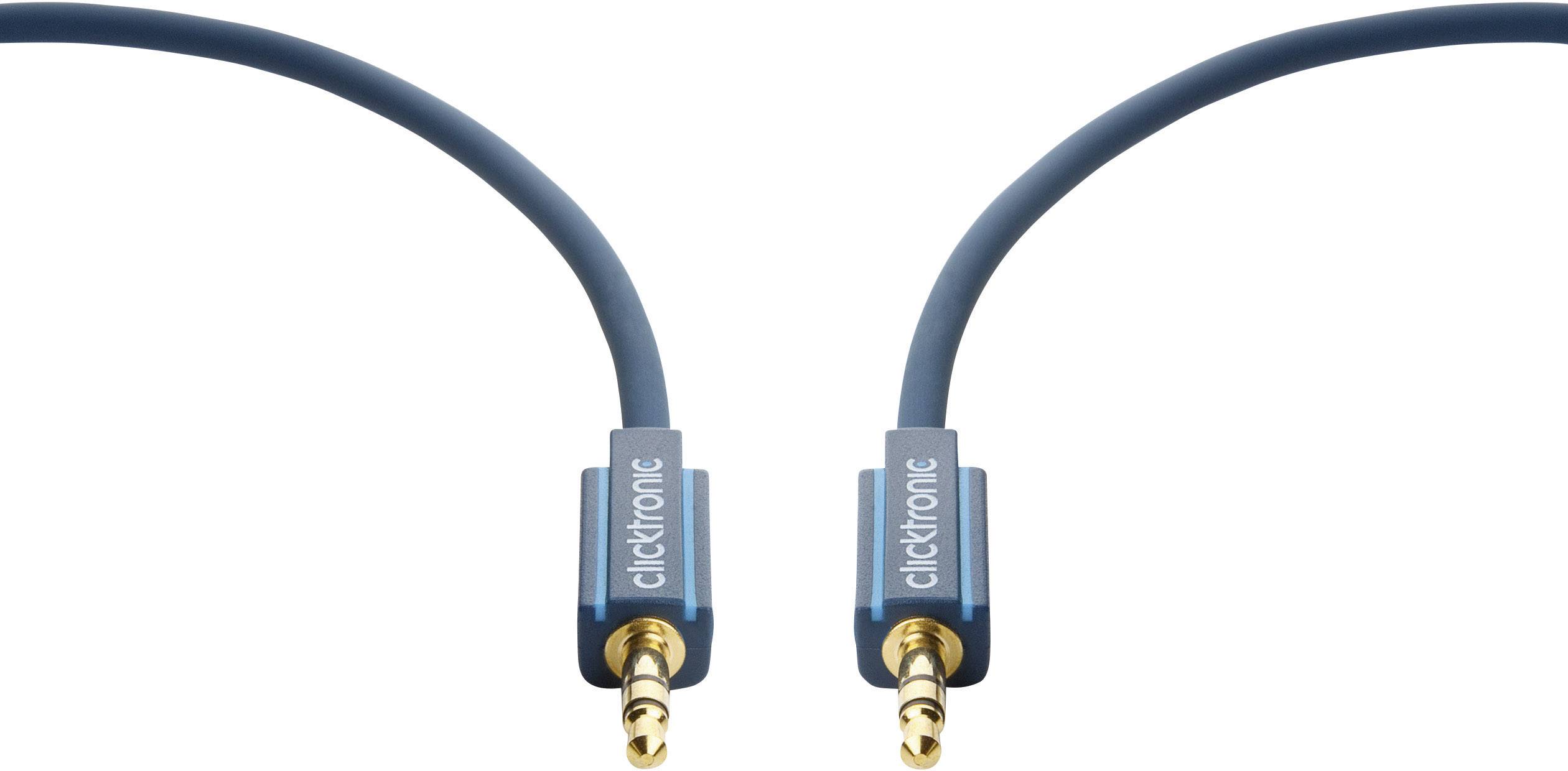 clicktronic 70480 Klinke Audio Anschlusskabel [1x Klinkenstecker 3.5 mm - 1x Klinkenstecker 3.5 mm] 5.00 m Blau vergoldete Steckkontakte