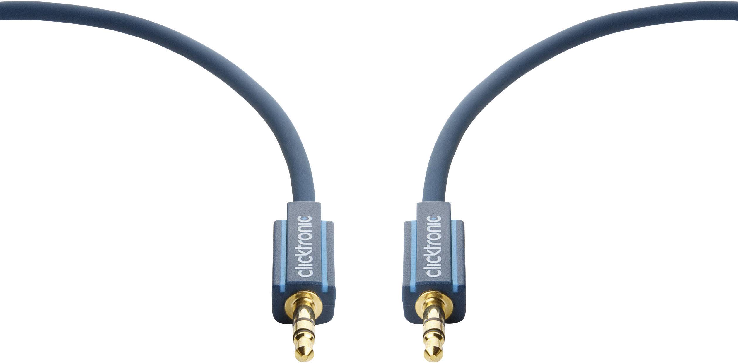 clicktronic 70482 Klinke Audio Anschlusskabel [1x Klinkenstecker 3.5 mm - 1x Klinkenstecker 3.5 mm] 10.00 m Blau vergoldete Steckkontakte