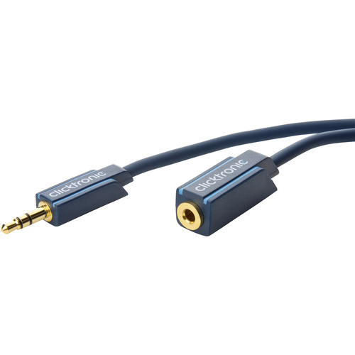 Clicktronic Klinke Audio Anschlusskabel [1x Klinkenstecker 3.5mm - 1x Klinkenbuchse 3.5 mm] 1.50m Blau vergoldete Steckkontakte