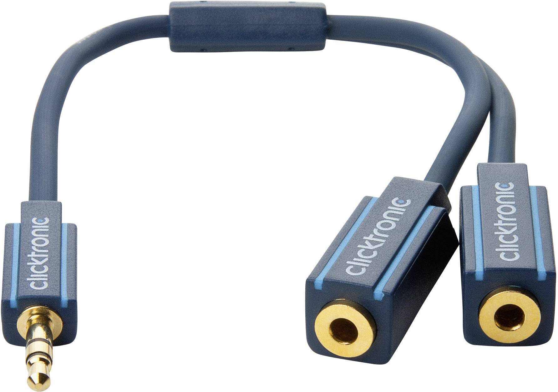 clicktronic 70491 70491 Klinke Audio Y-Adapter [1x Klinkenstecker 3.5 mm - 2x Klinkenbuchse 3.5 mm] Blau