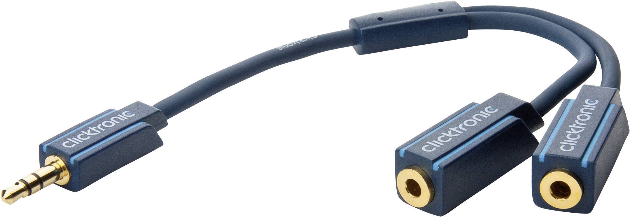 clicktronic 70491 70491 Klinke Audio Y-Adapter [1x Klinkenstecker 3.5 mm - 2x Klinkenbuchse 3.5 mm] Blau