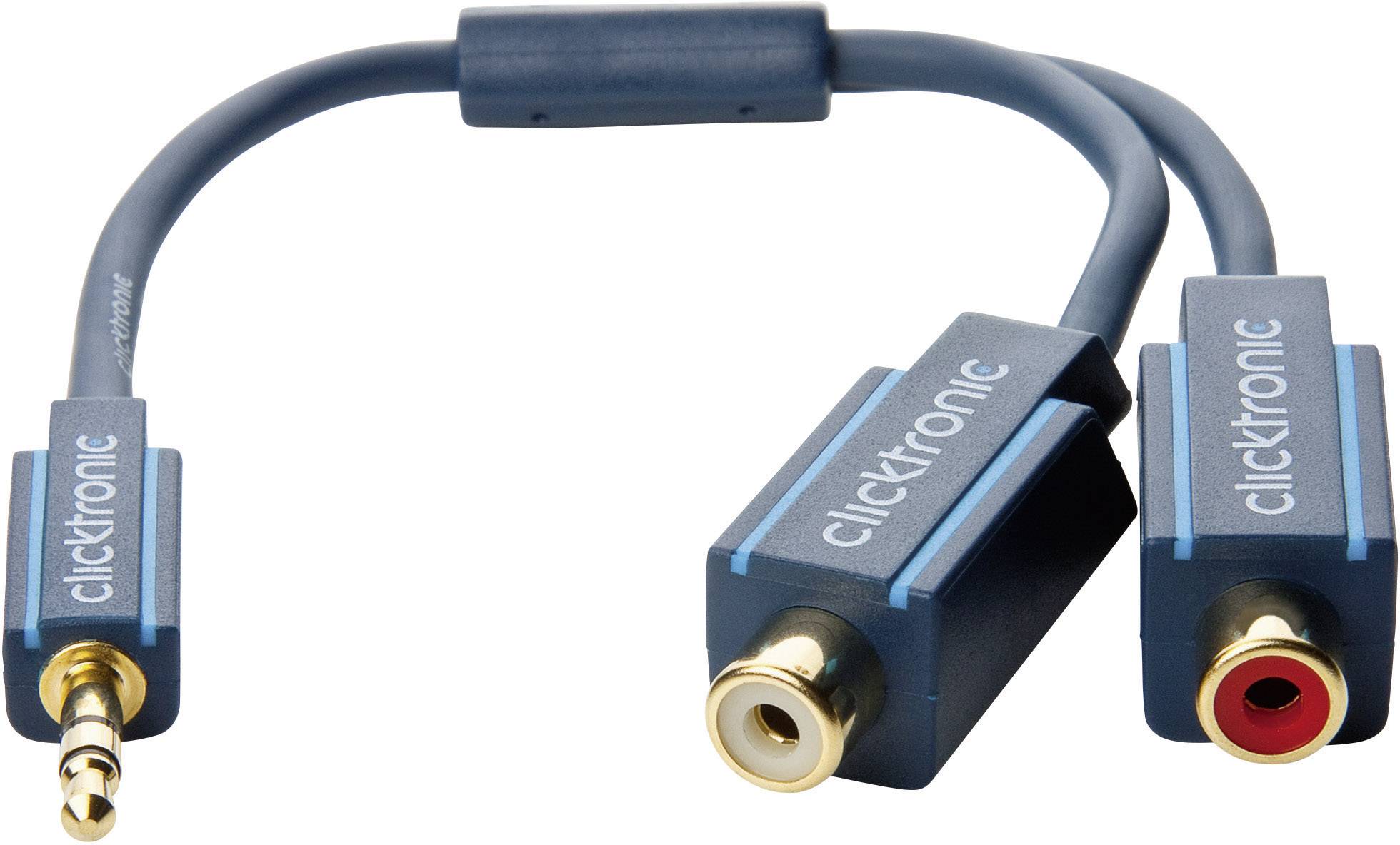 clicktronic 70492 70492 Klinke / Cinch Audio Y-Adapter [1x Klinkenstecker 3.5 mm - 2x Cinch-Buchse] Blau