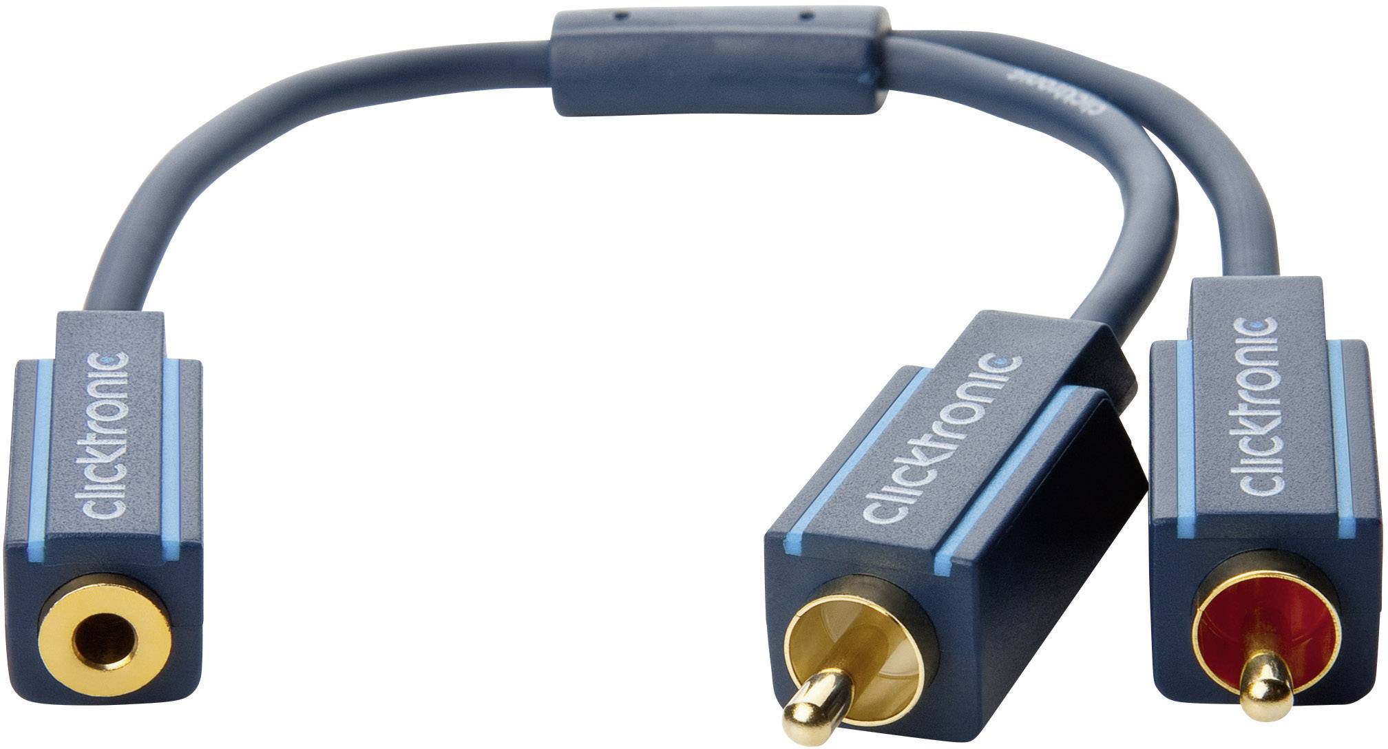clicktronic 70493 MP3 Y-Adapter Klinke / Cinch Audio Y-Adapter [1x Klinkenbuchse 3.5 mm - 2x Cinch-Stecker] Blau