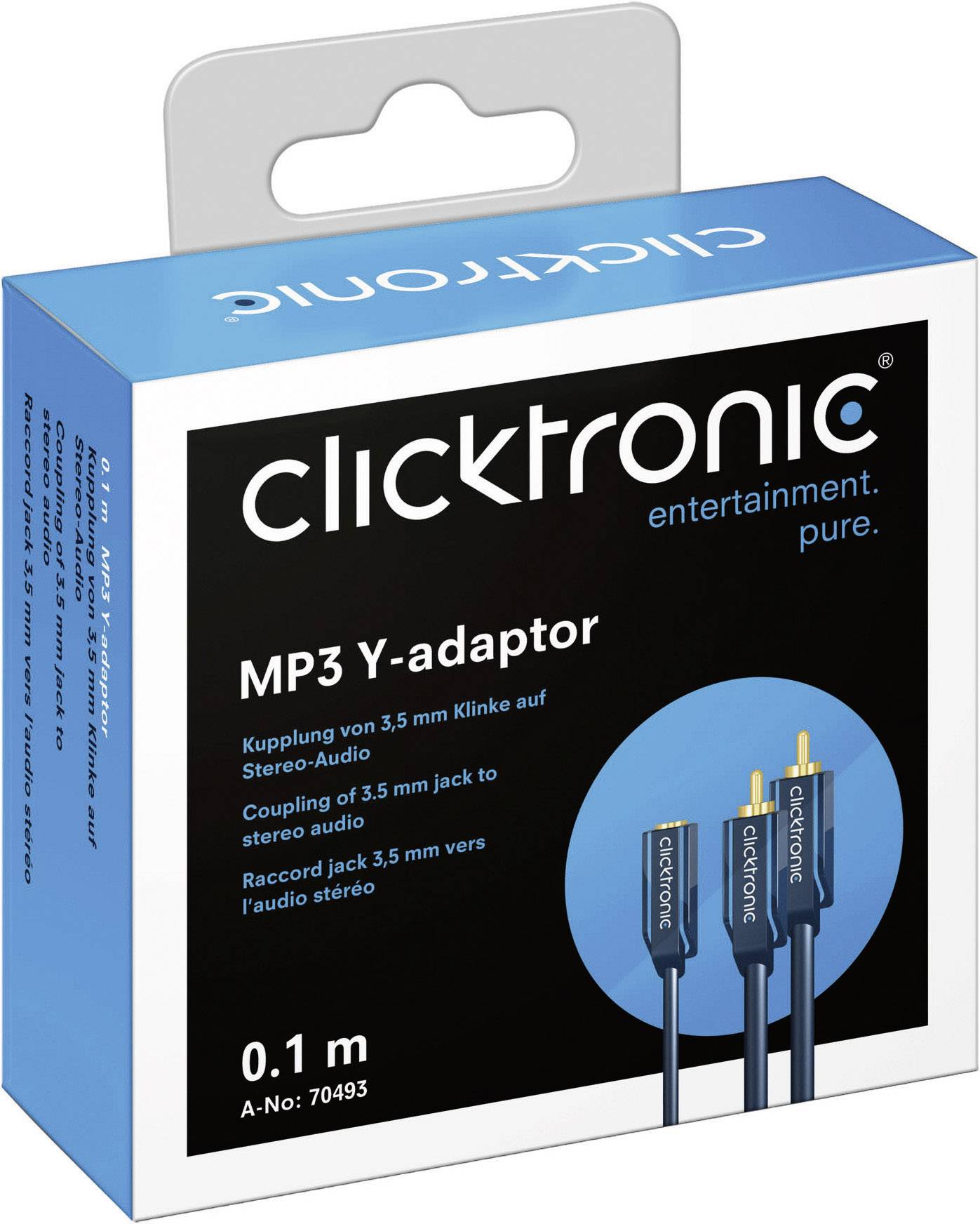 clicktronic 70493 MP3 Y-Adapter Klinke / Cinch Audio Y-Adapter [1x Klinkenbuchse 3.5 mm - 2x Cinch-Stecker] Blau