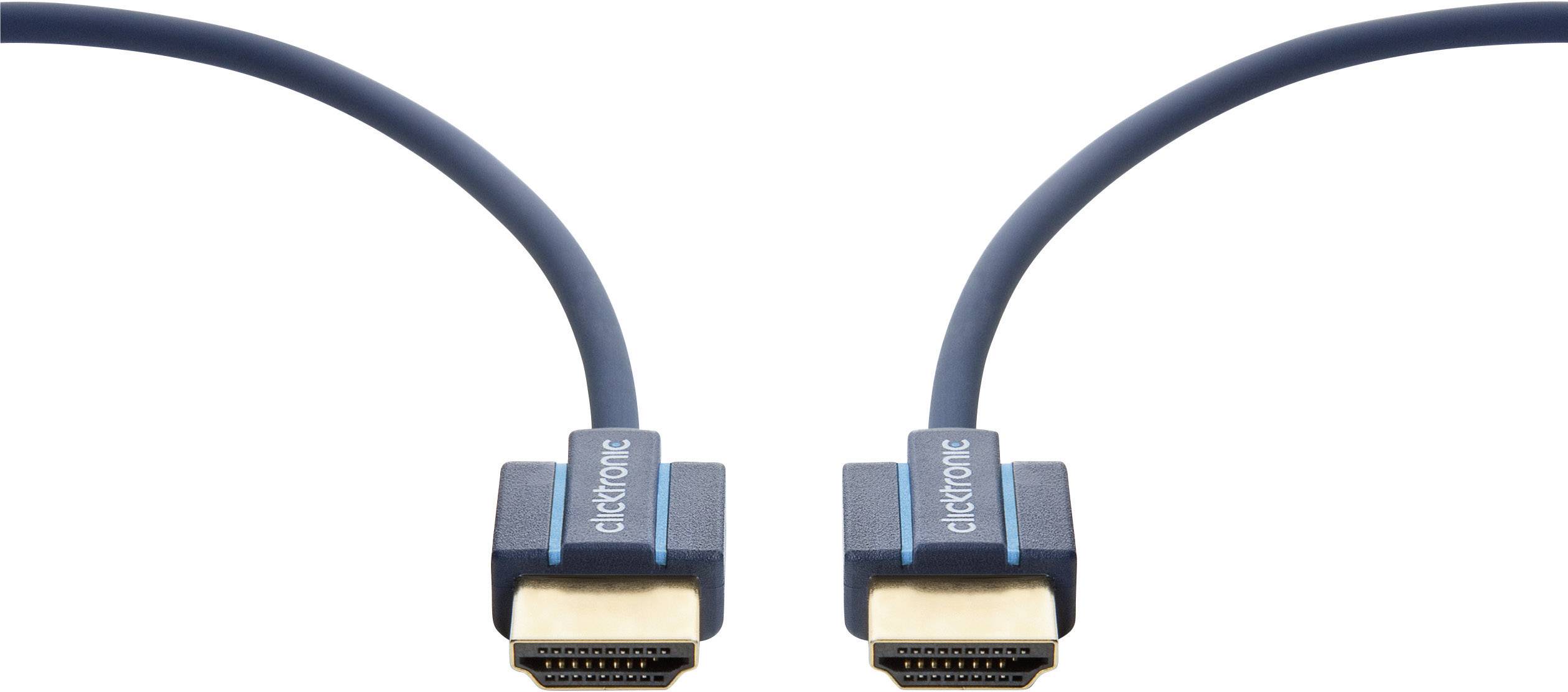 clicktronic HDMI Anschlusskabel 0.50 m Blau 70701 Audio Return Channel, vergoldete Steckkontakte, 4K UHD HDMI-Kabel