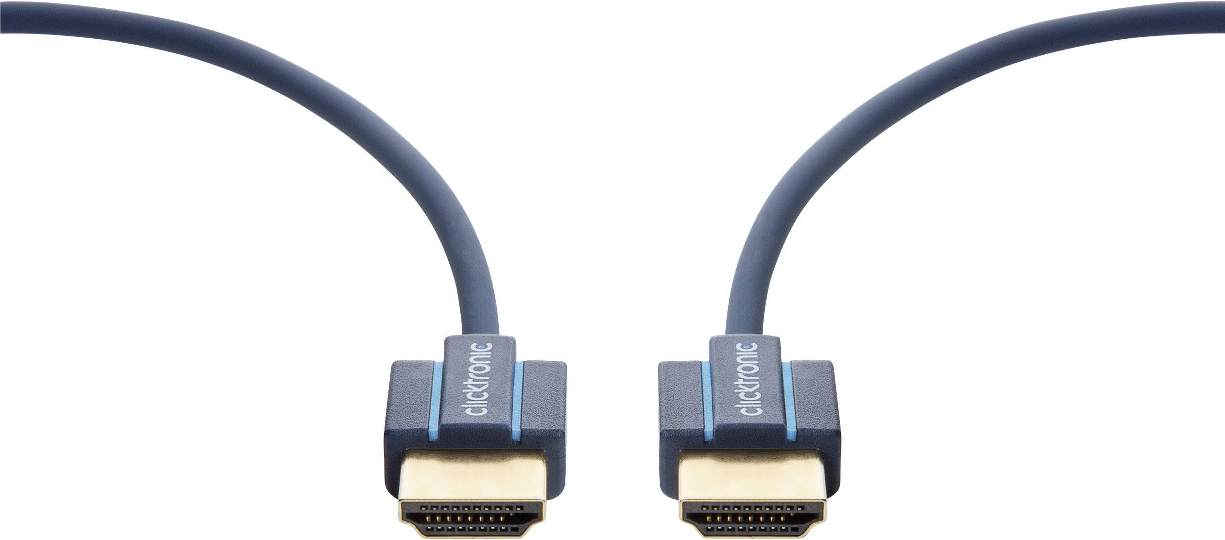 clicktronic HDMI Anschlusskabel 1.00 m Blau 70702 Audio Return Channel, vergoldete Steckkontakte, 4K UHD HDMI-Kabel