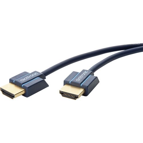 Clicktronic HDMI Anschlusskabel 1.00m Audio Return Channel, vergoldete Steckkontakte, Ultra HD (4k) HDMI Blau [1x HDMI-Stecker