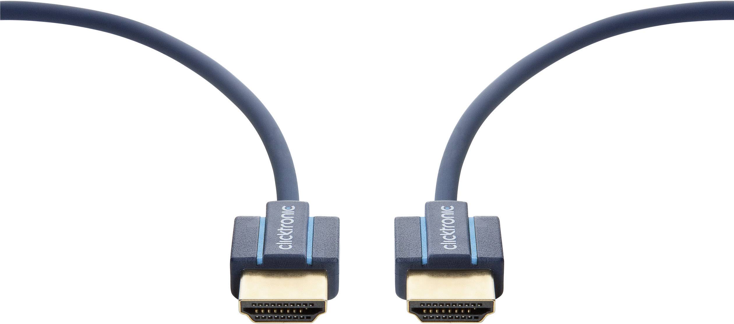 clicktronic HDMI Anschlusskabel 1.50 m Blau 70703 Audio Return Channel, vergoldete Steckkontakte, 4K UHD HDMI-Kabel