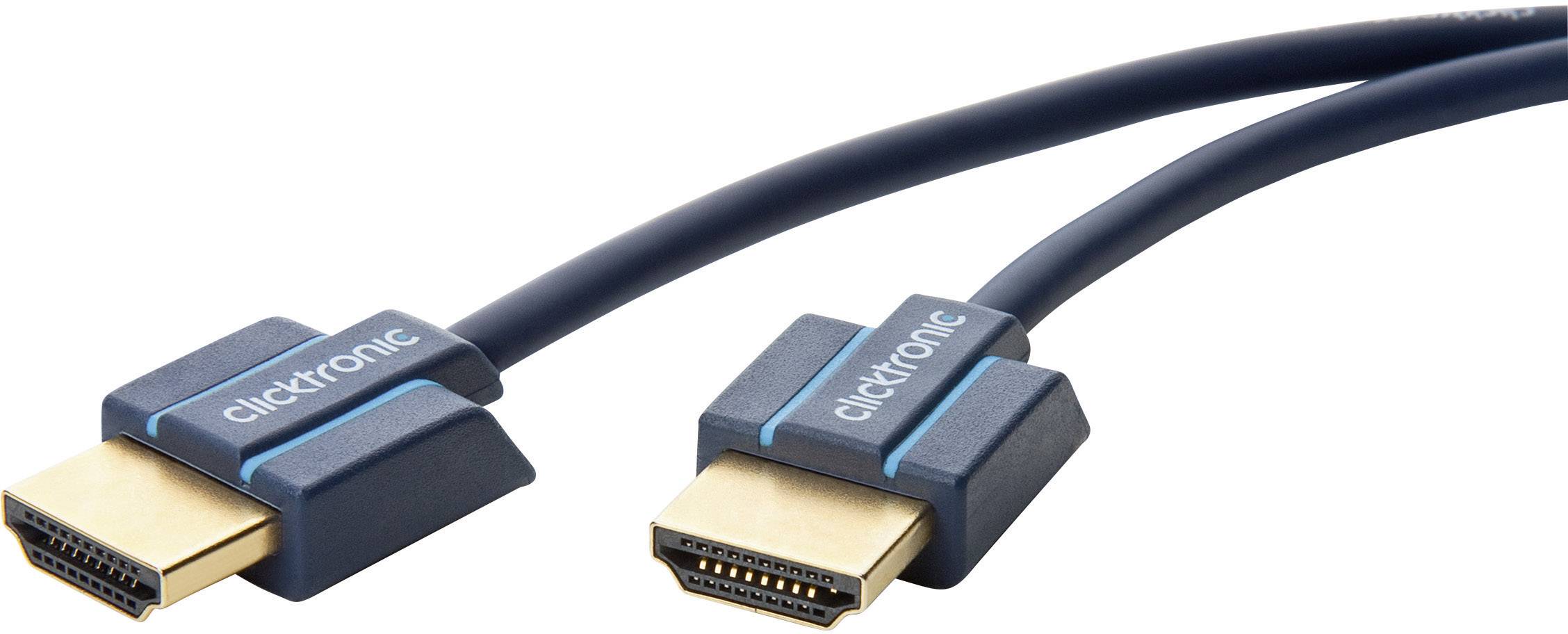 clicktronic HDMI Anschlusskabel 1.50 m Blau 70703 Audio Return Channel, vergoldete Steckkontakte, 4K UHD HDMI-Kabel