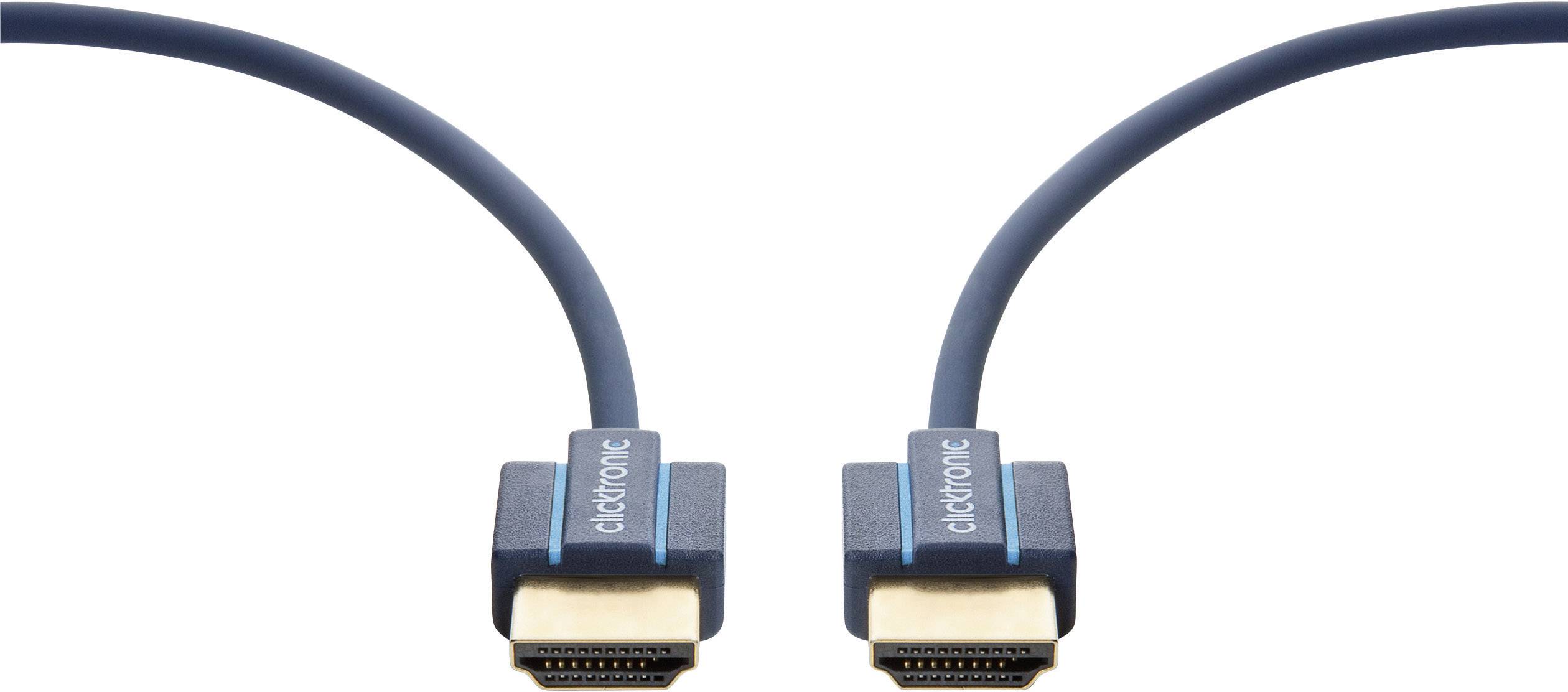 clicktronic HDMI Anschlusskabel 2.00 m Blau 70704 Audio Return Channel, vergoldete Steckkontakte, 4K UHD HDMI-Kabel