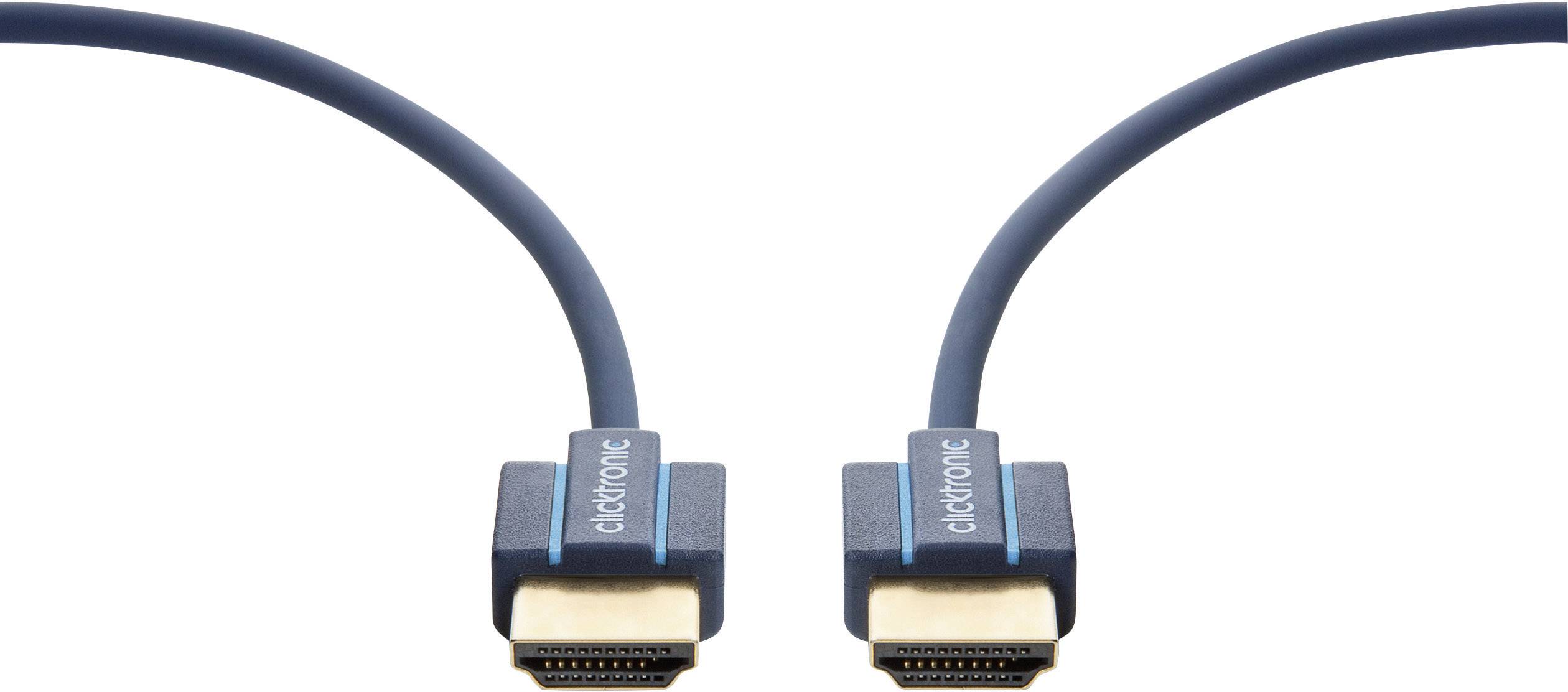 clicktronic HDMI Anschlusskabel 3.00 m Blau 70705 Audio Return Channel, vergoldete Steckkontakte, 4K UHD HDMI-Kabel