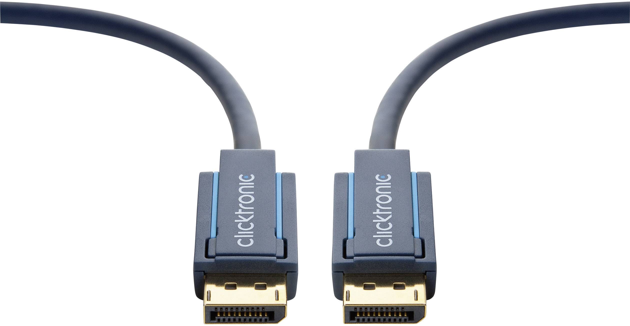 clicktronic DisplayPort Anschlusskabel 2.00 m Blau 70711 vergoldete Steckkontakte HDMI-Kabel