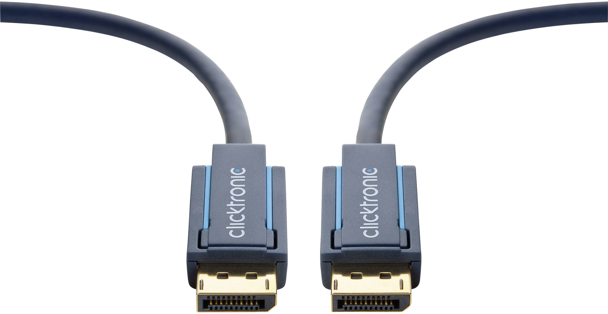 clicktronic DisplayPort Anschlusskabel 3.00 m Blau 70712 vergoldete Steckkontakte HDMI-Kabel