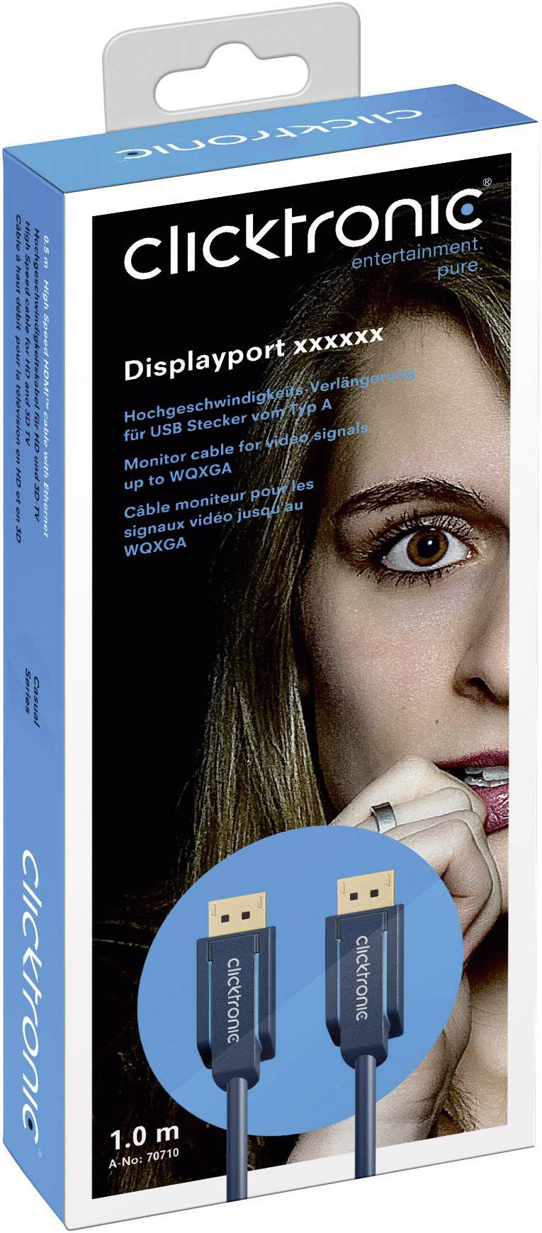 clicktronic DisplayPort Anschlusskabel 5.00 m Blau 70713 vergoldete Steckkontakte HDMI-Kabel