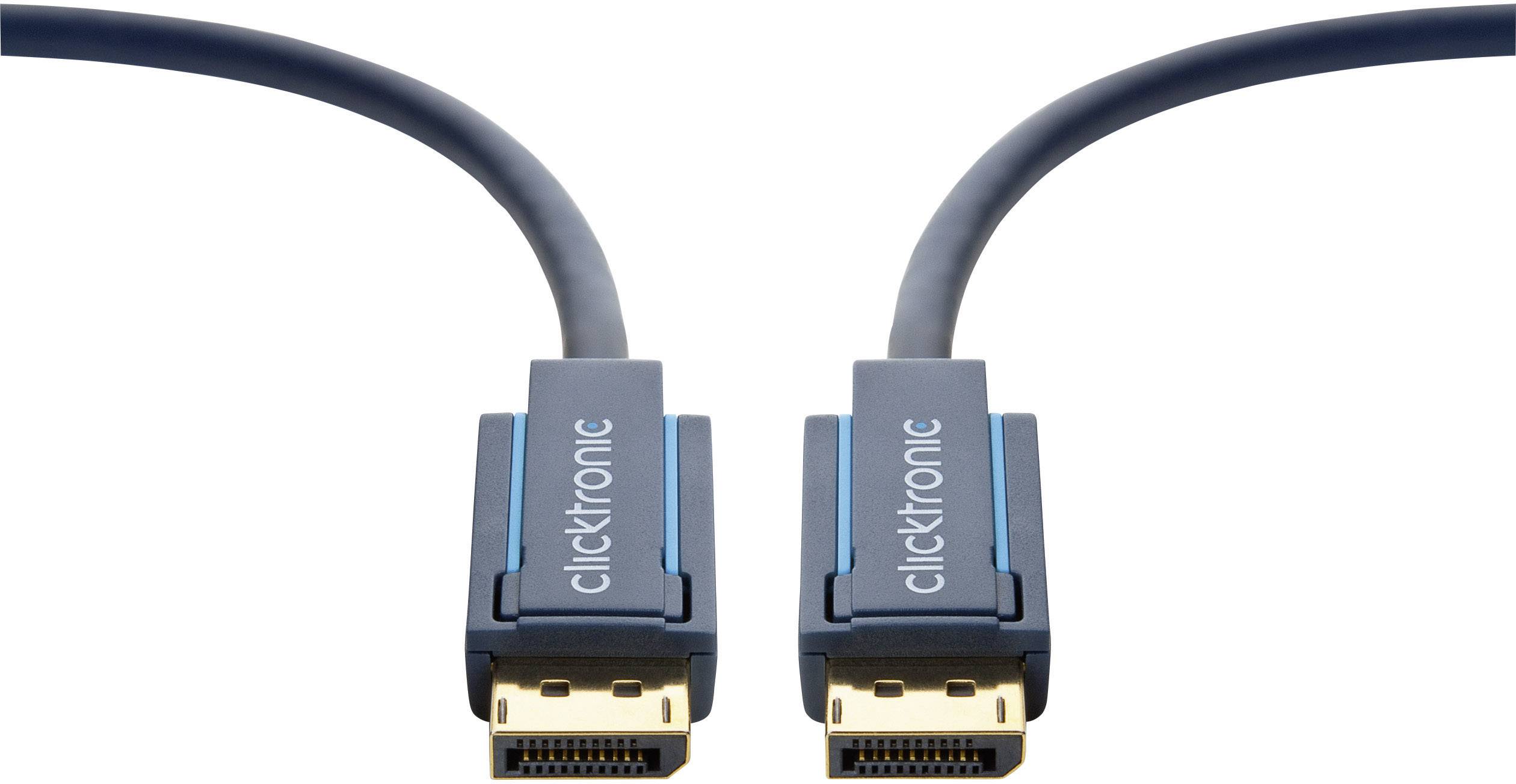 clicktronic DisplayPort Anschlusskabel 7.50 m Blau 70714 vergoldete Steckkontakte HDMI-Kabel