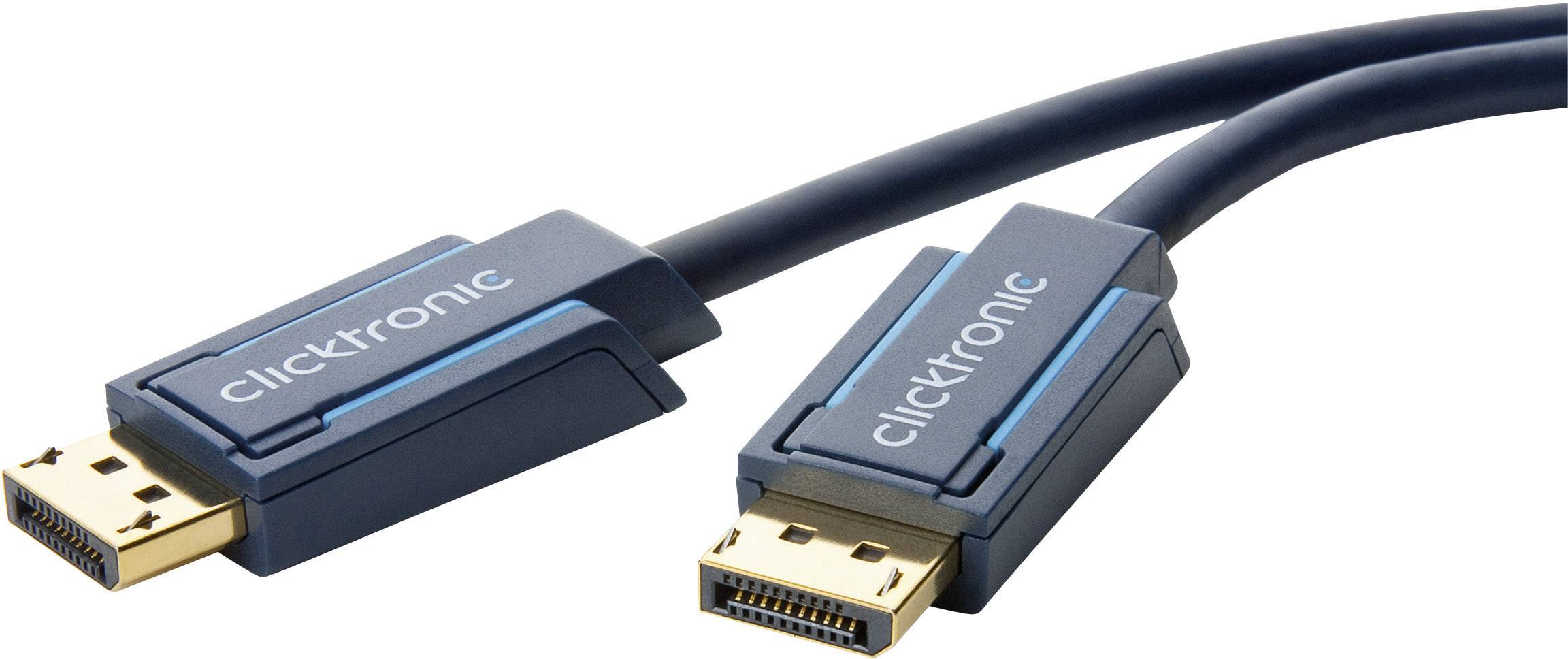 clicktronic DisplayPort Anschlusskabel 7.50 m Blau 70714 vergoldete Steckkontakte HDMI-Kabel