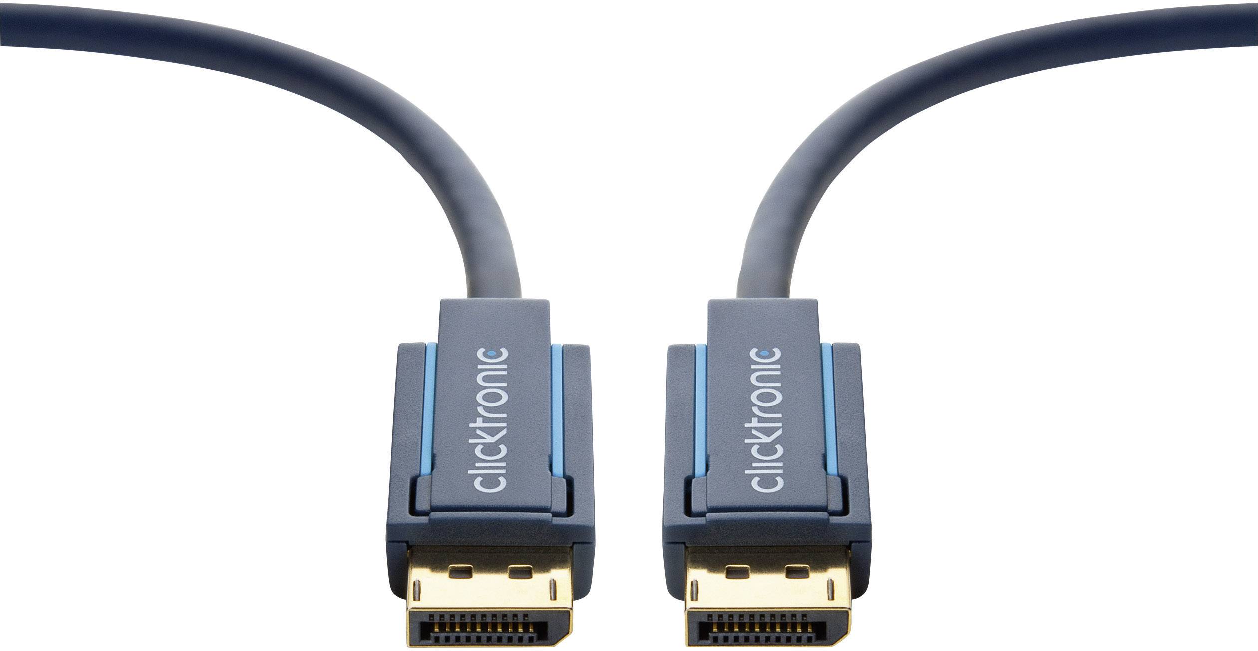 clicktronic DisplayPort Anschlusskabel 10.00 m Blau 70715 vergoldete Steckkontakte HDMI-Kabel