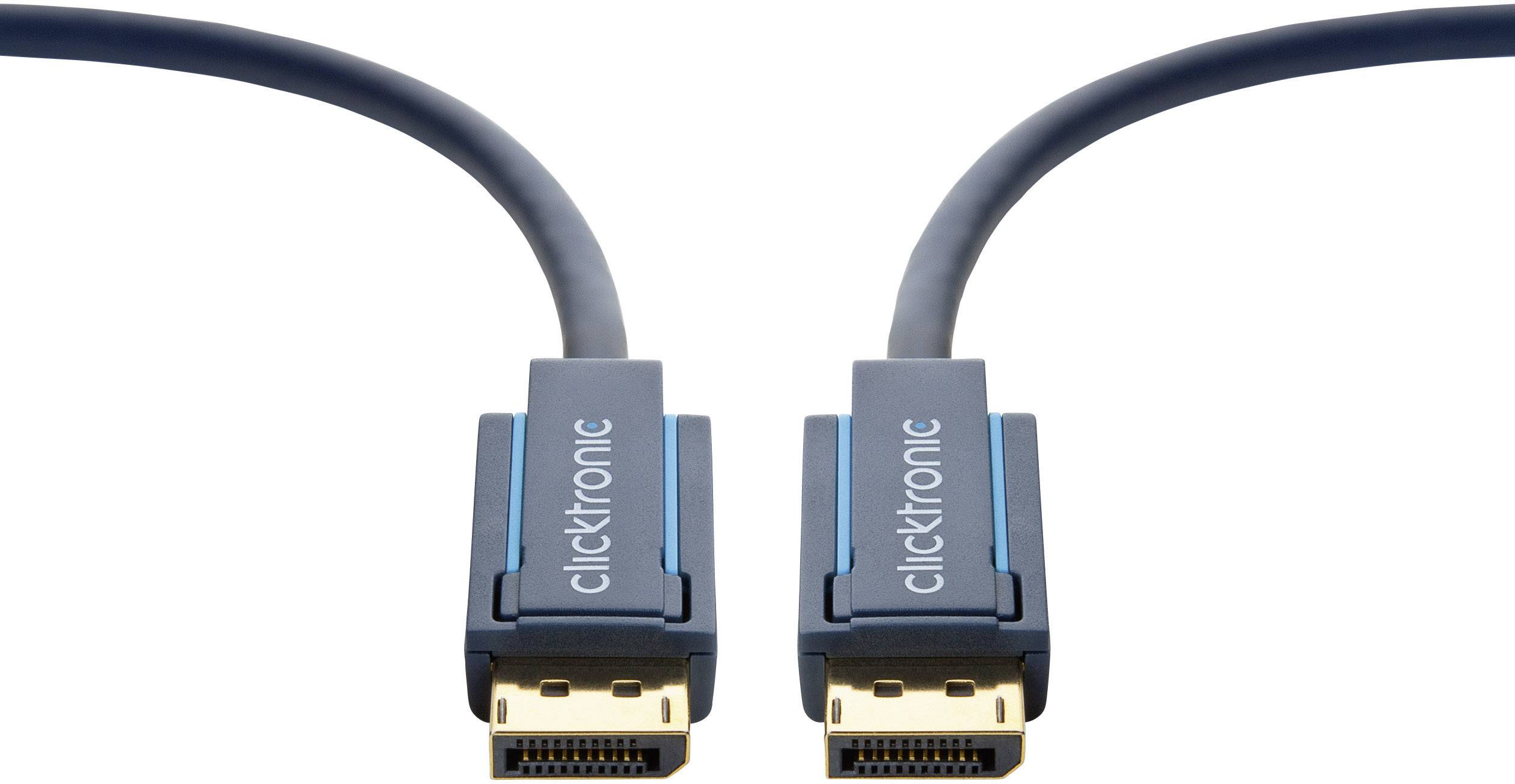 clicktronic DisplayPort Anschlusskabel 15.00 m Blau 70716 vergoldete Steckkontakte HDMI-Kabel