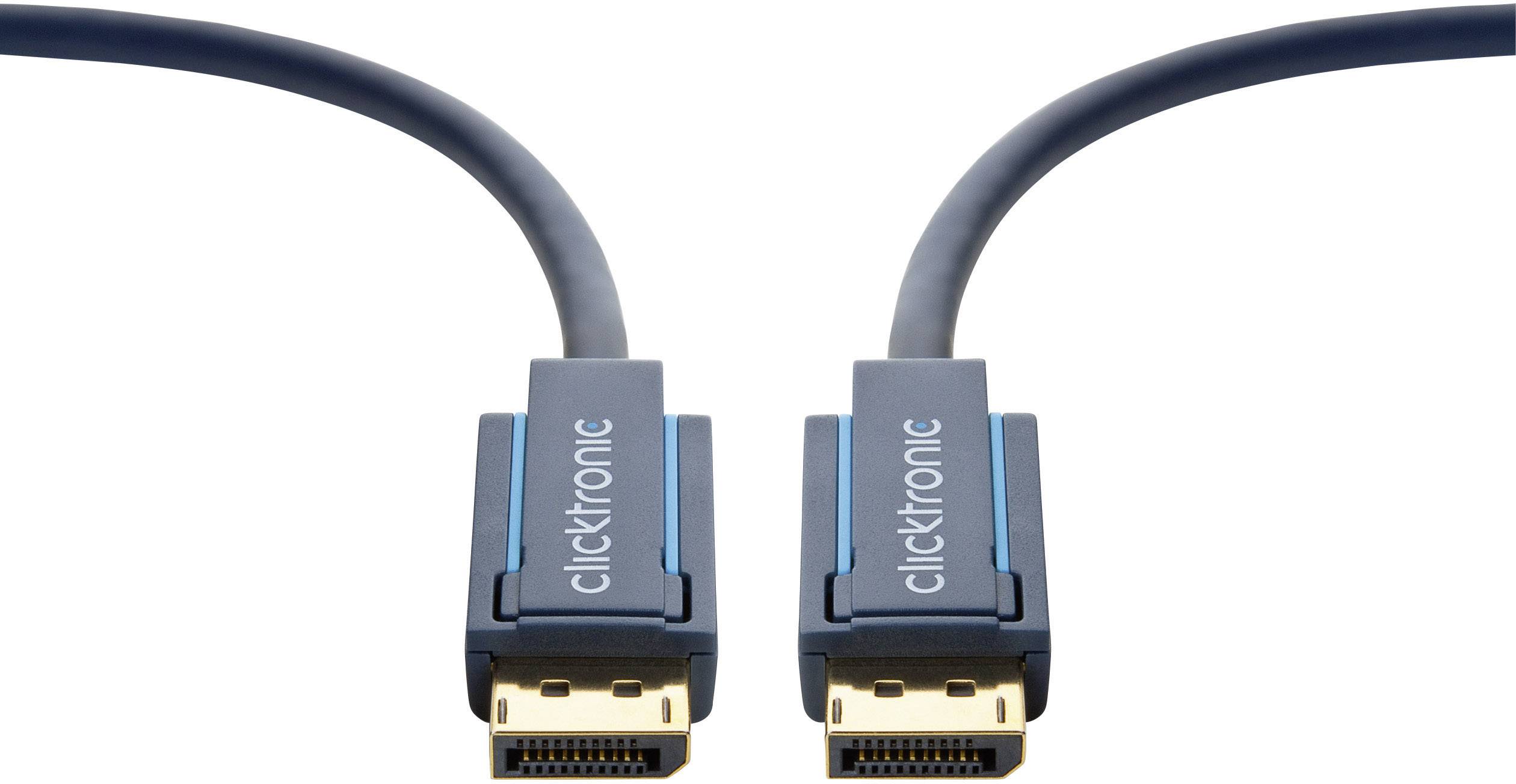 clicktronic DisplayPort Anschlusskabel 20.00 m Blau 70717 vergoldete Steckkontakte HDMI-Kabel