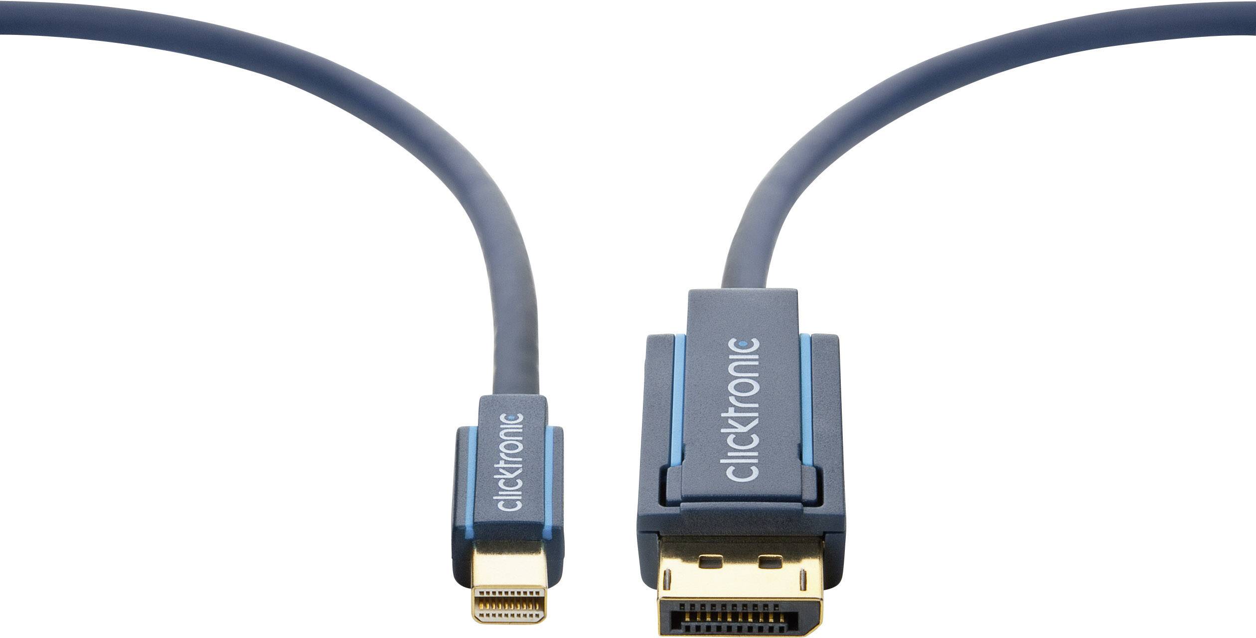 clicktronic DisplayPort Anschlusskabel 1.00 m Blau 70737 vergoldete Steckkontakte HDMI-Kabel