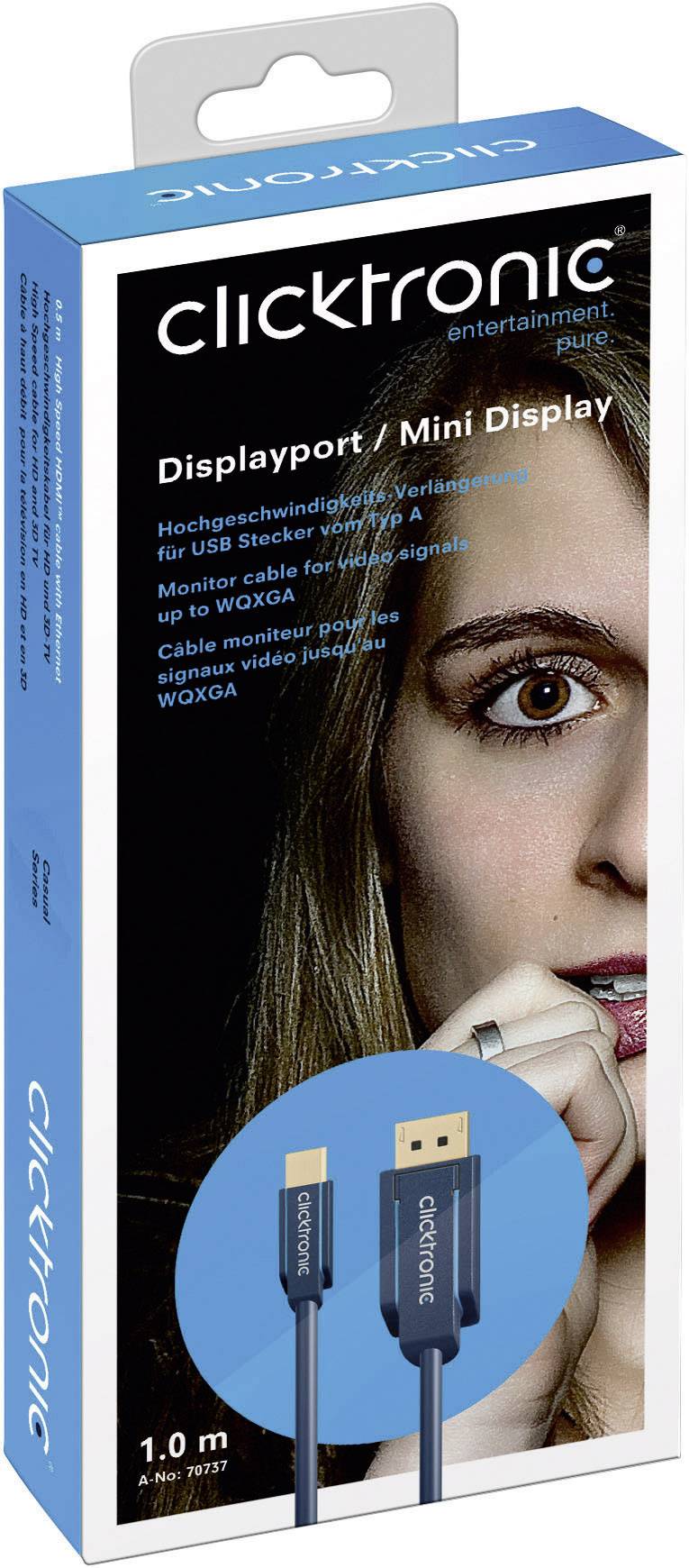 clicktronic DisplayPort Anschlusskabel 1.00 m Blau 70737 vergoldete Steckkontakte HDMI-Kabel