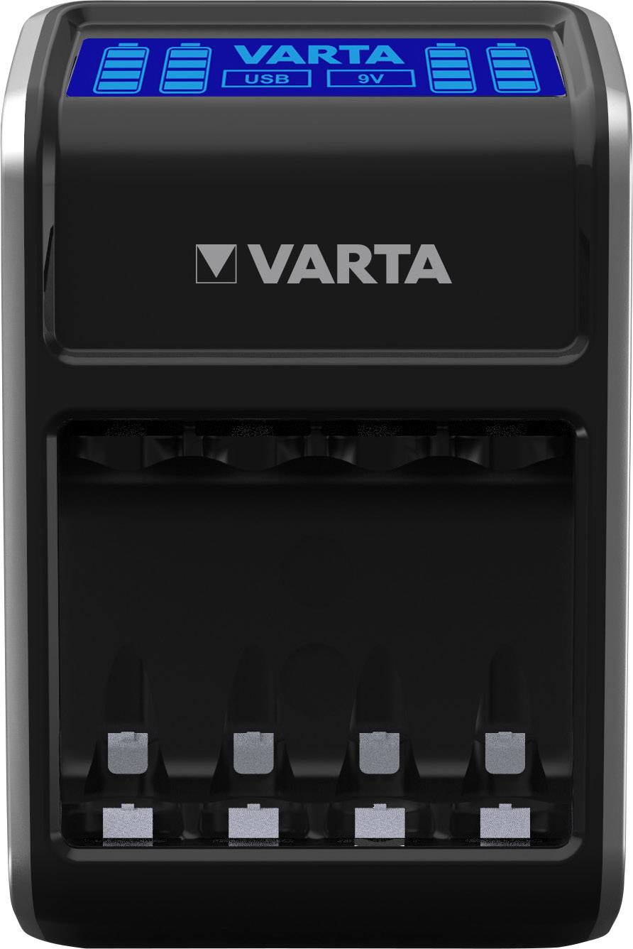 Varta LCD Plug Rundzellen-Ladegerät inkl. Akkus NiMH Micro (AAA), Mignon (AA), 9 V Block