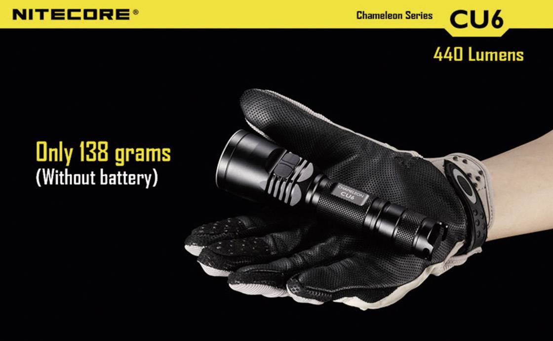 NiteCore CU6 Chameleon LED Taschenlampe batteriebetrieben 440lm 400h 138g